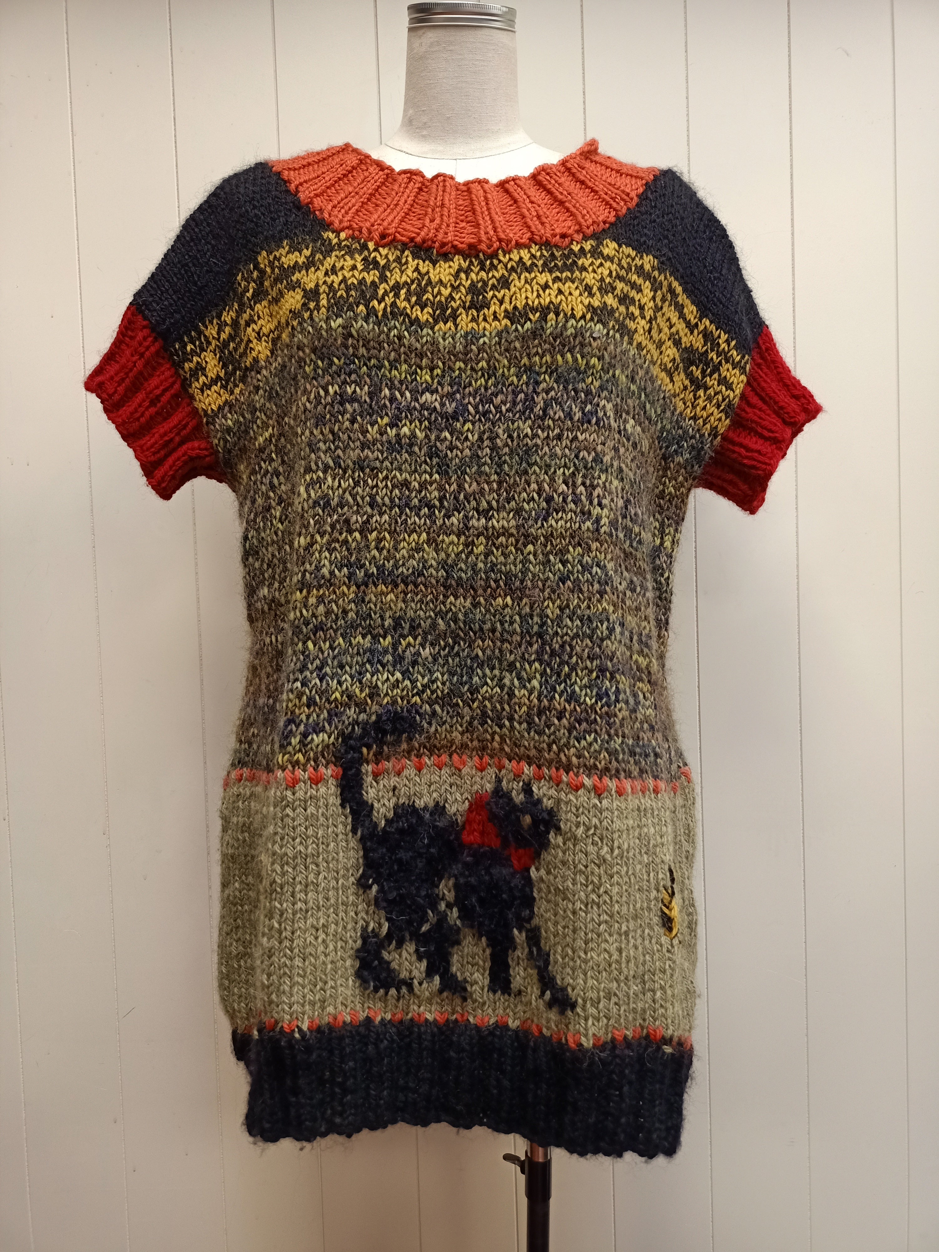 Vintage Cat Knit Sweater Shirt