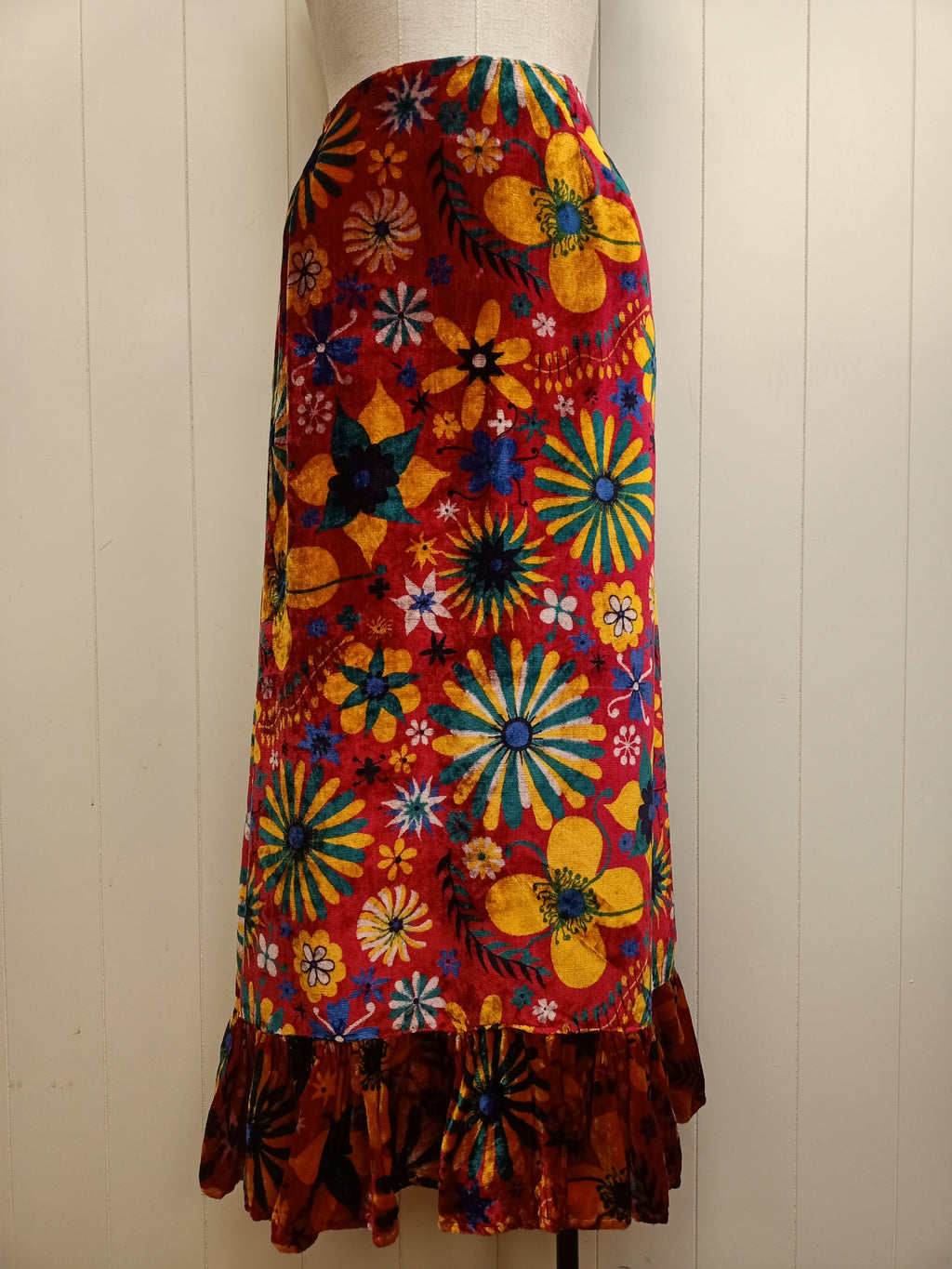 Vintage Floral Velvet Skirt
