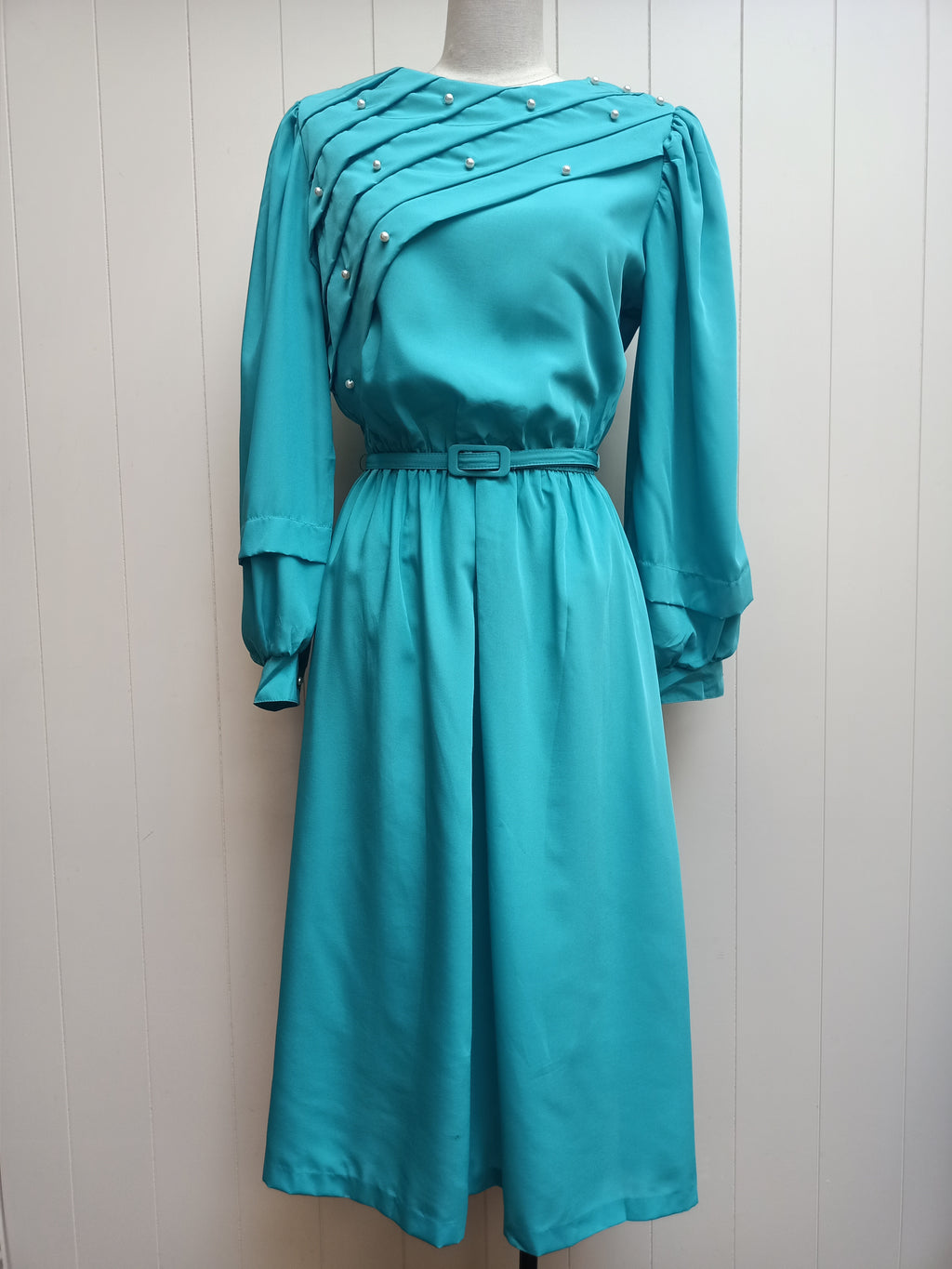 Vintage Turquoise & Pearl Dress