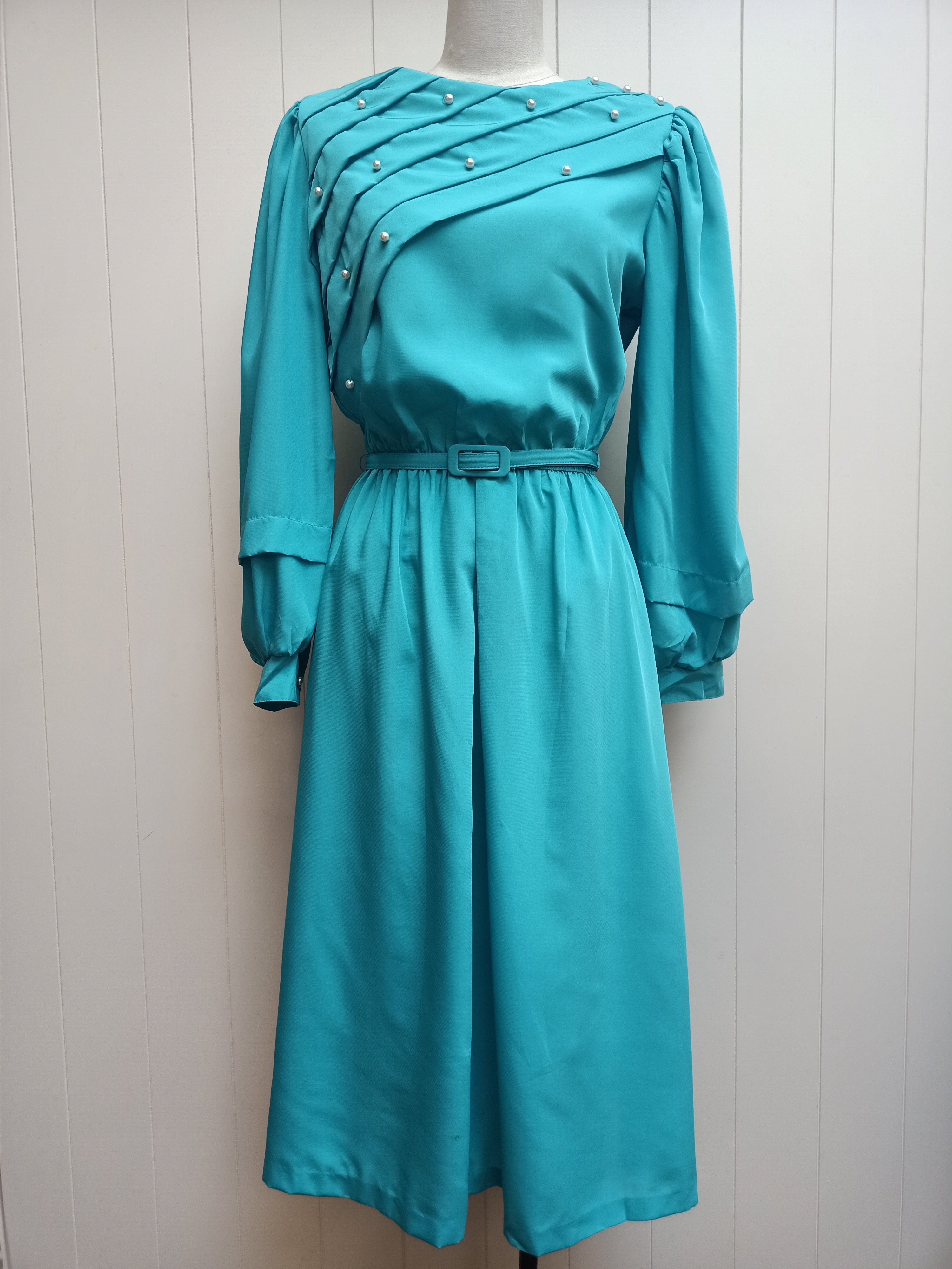 Vintage Turquoise & Pearl Dress