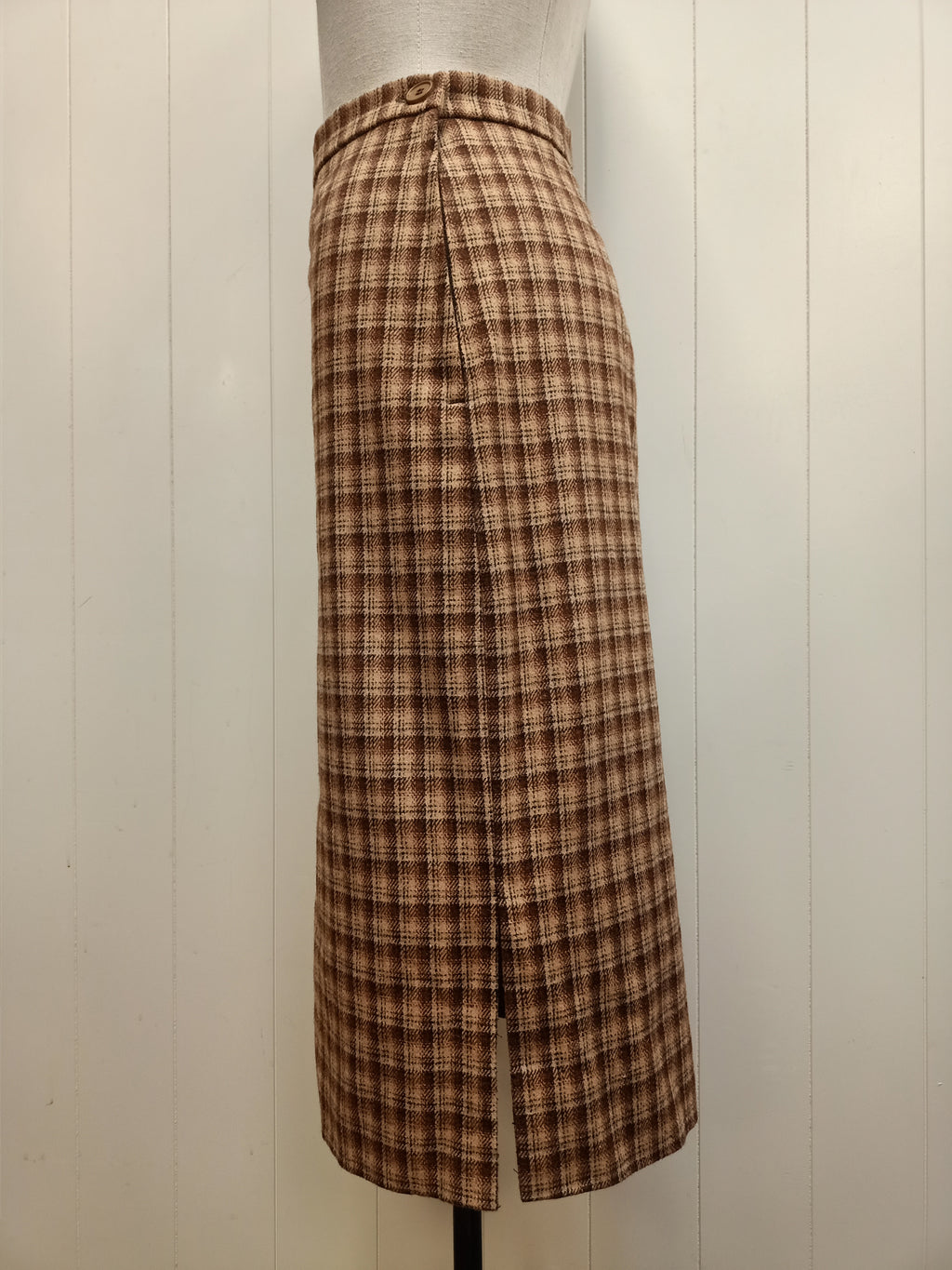 Vintage Brown Plaid Skirt
