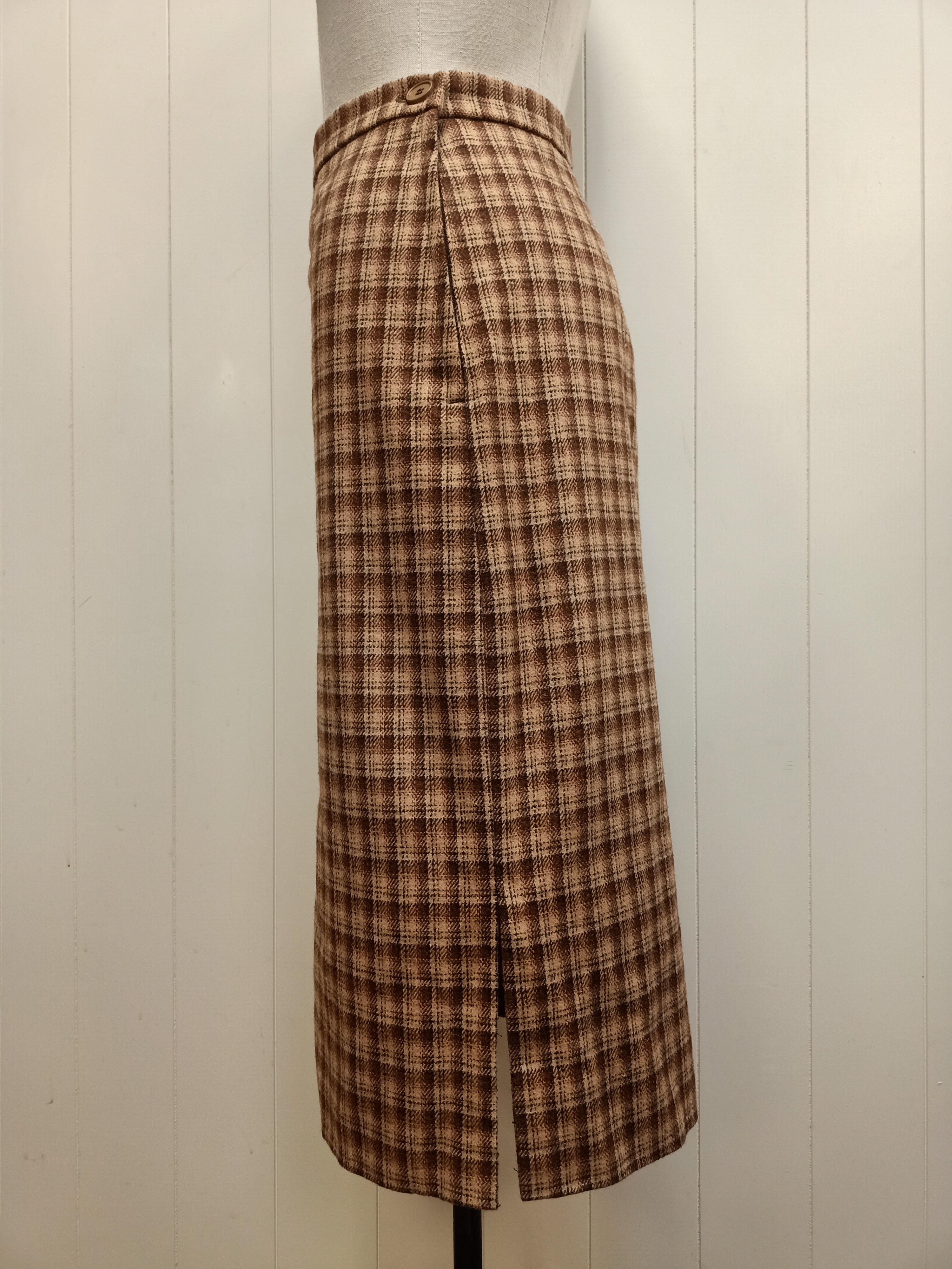 Vintage Brown Plaid Skirt
