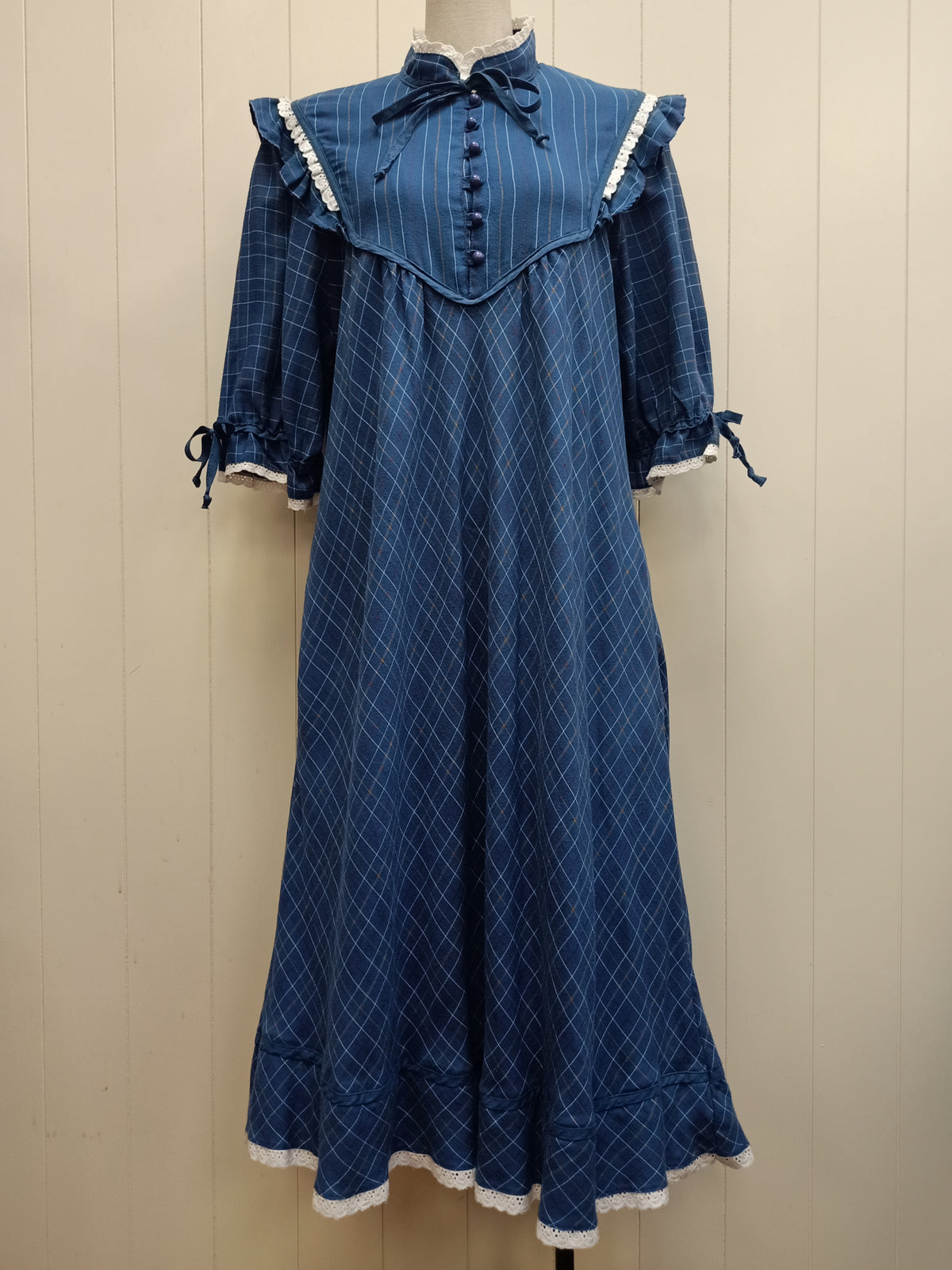 Vintage Blue Check Prairie Dress