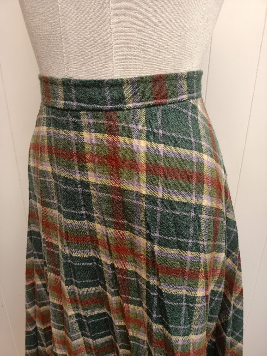 Vintage Green Plaid Skirt