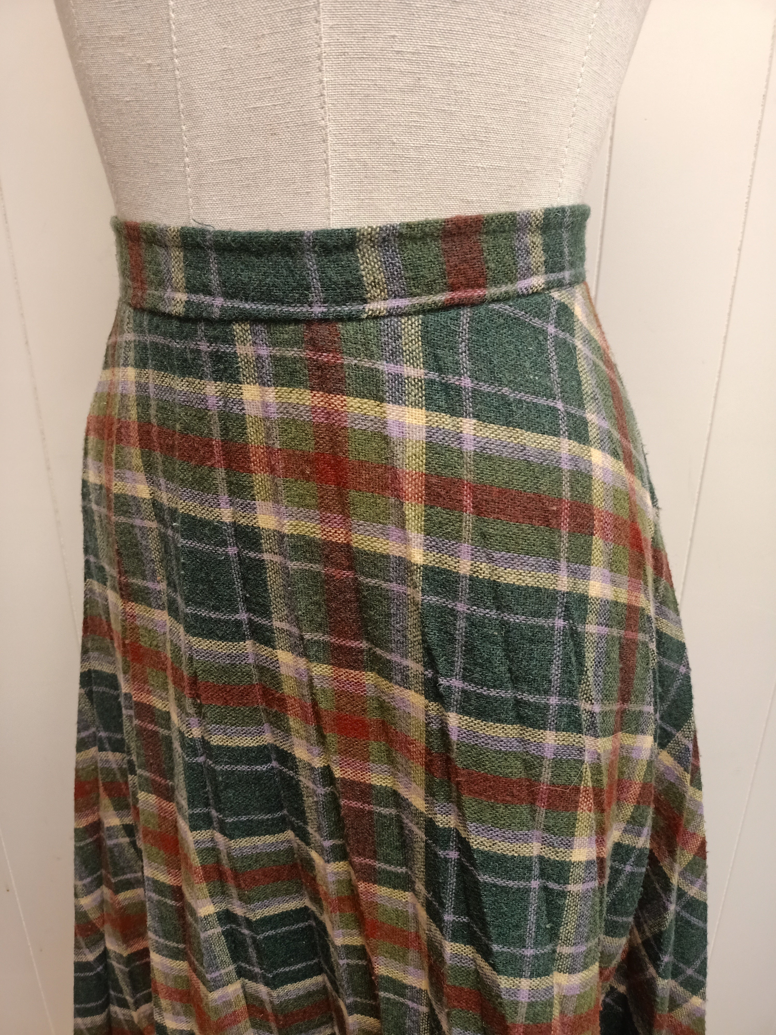 Vintage Green Plaid Skirt