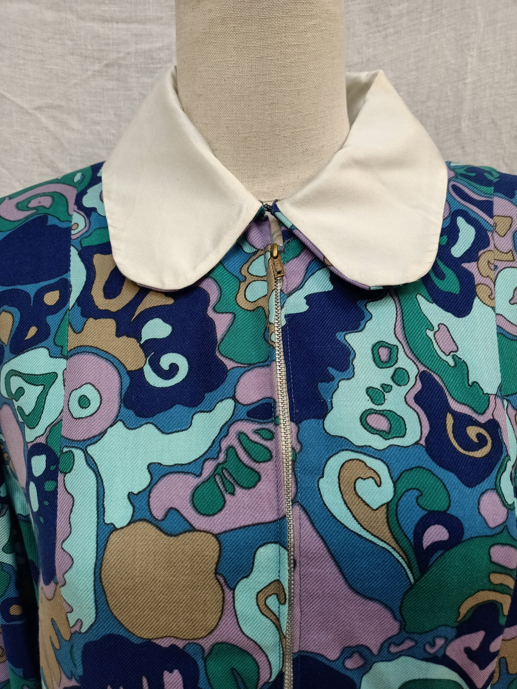 Vintage Abstract Blue Dress