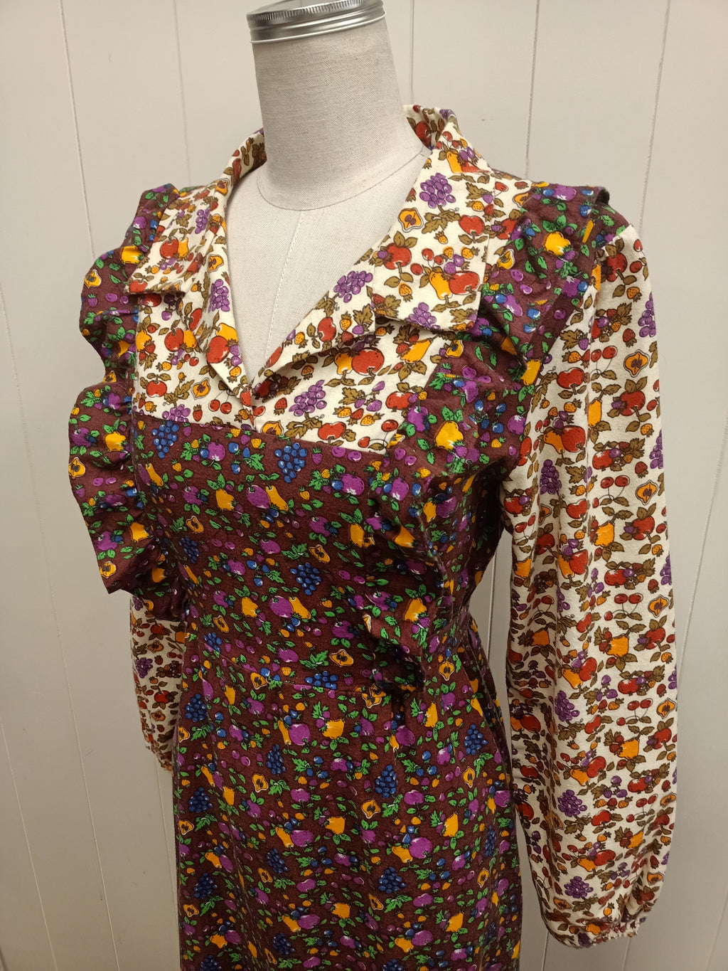Vintage Fruit Pinafore Maxi Dress