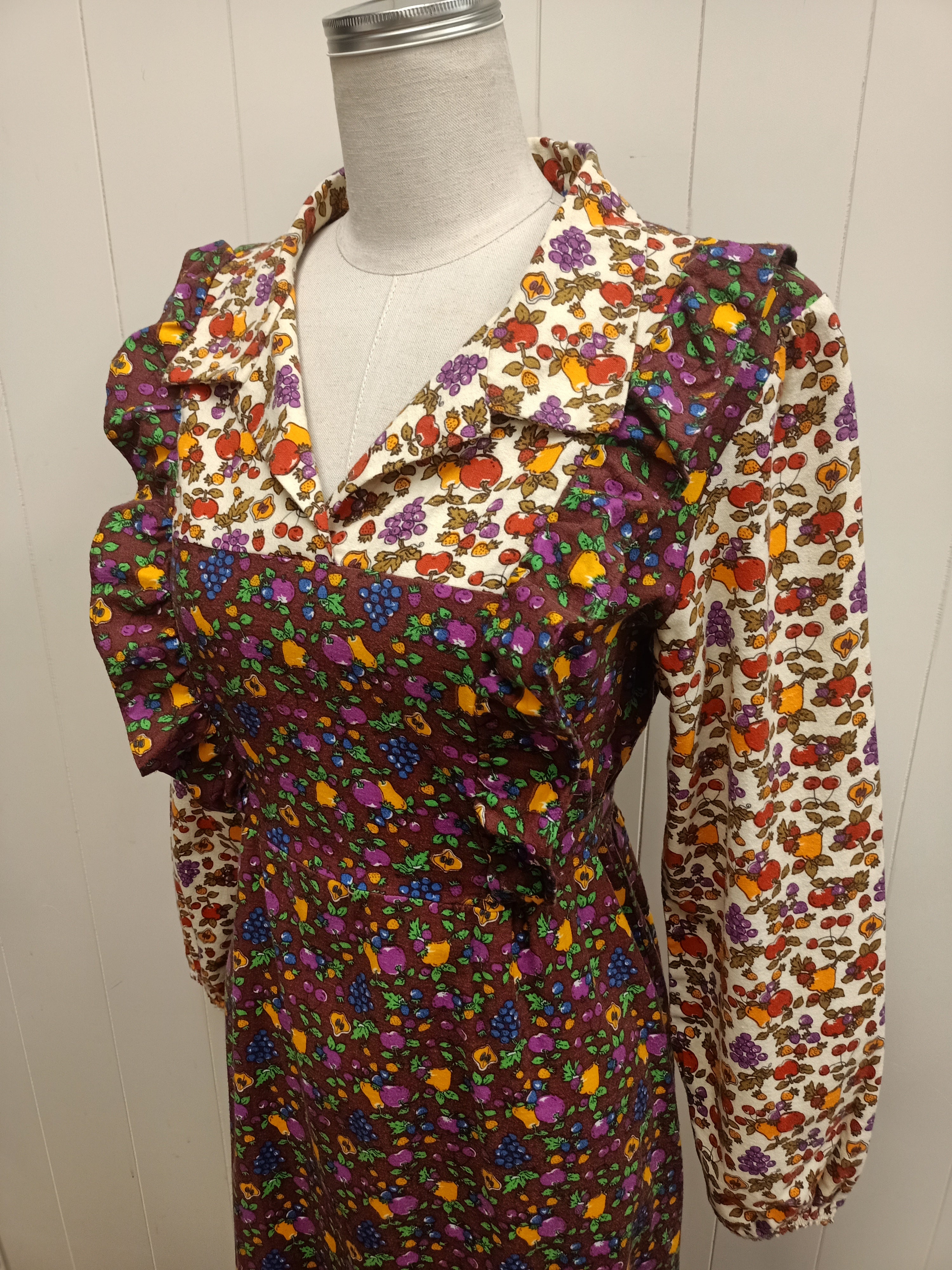 Vintage Fruit Pinafore Maxi Dress