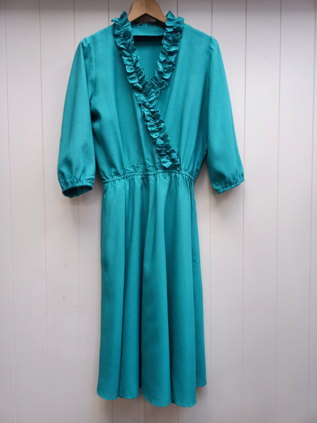 Vintage Ruffle Turquoise Dress