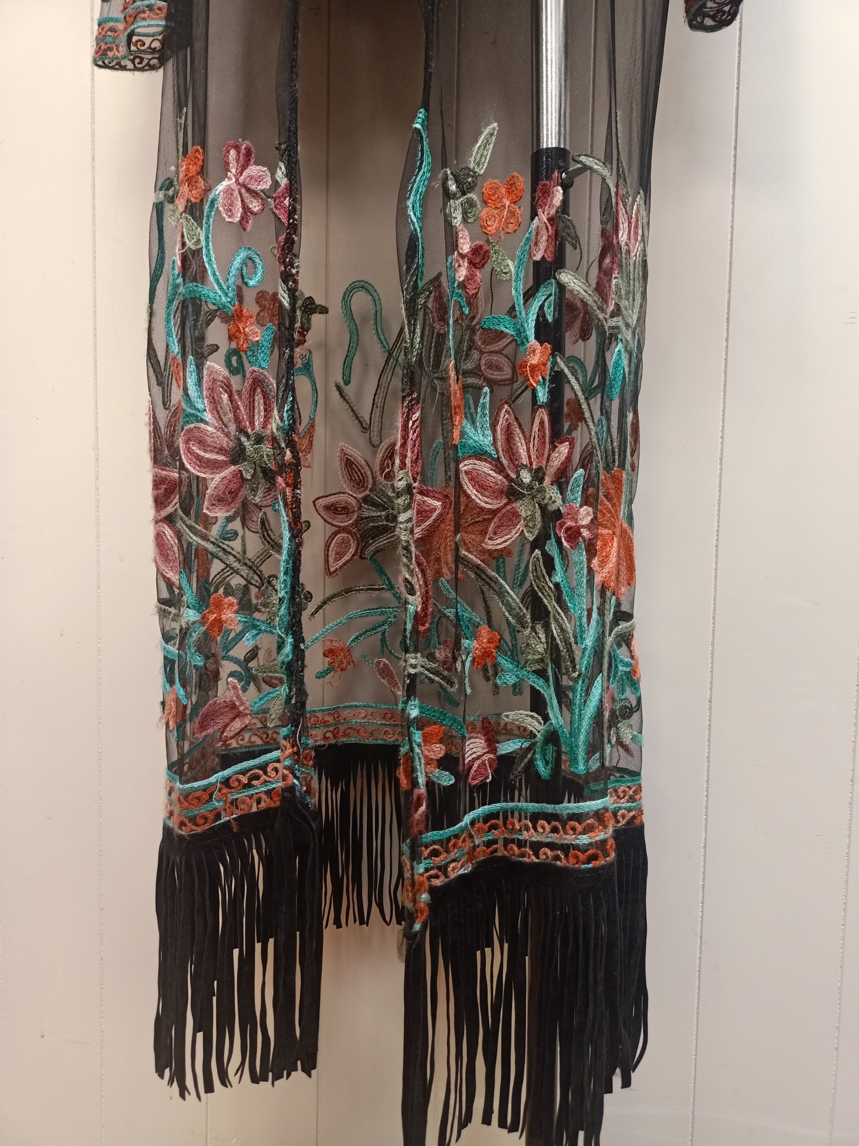 Embroidered Chiffon Duster