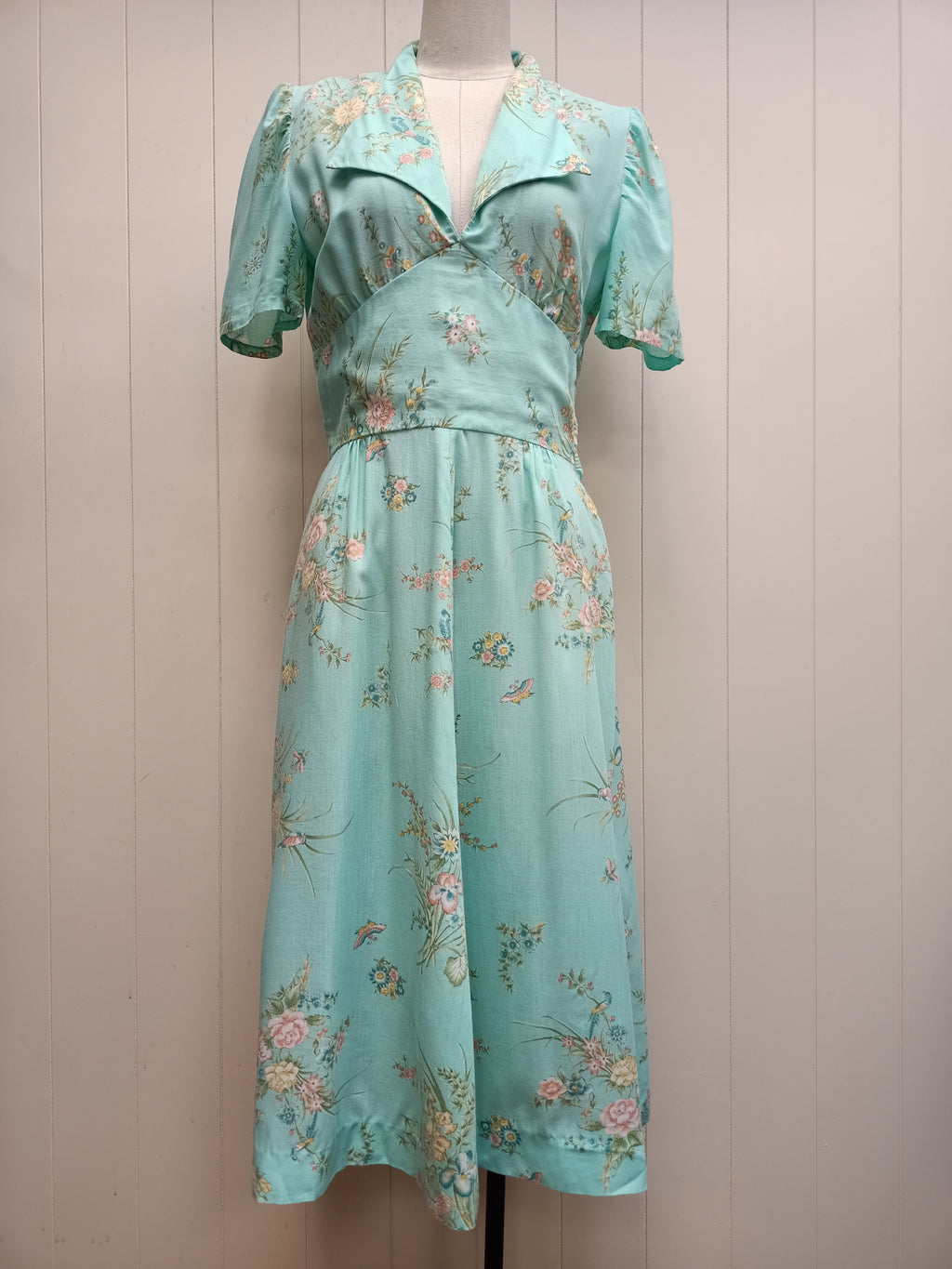 Vintage Mint Floral Dress