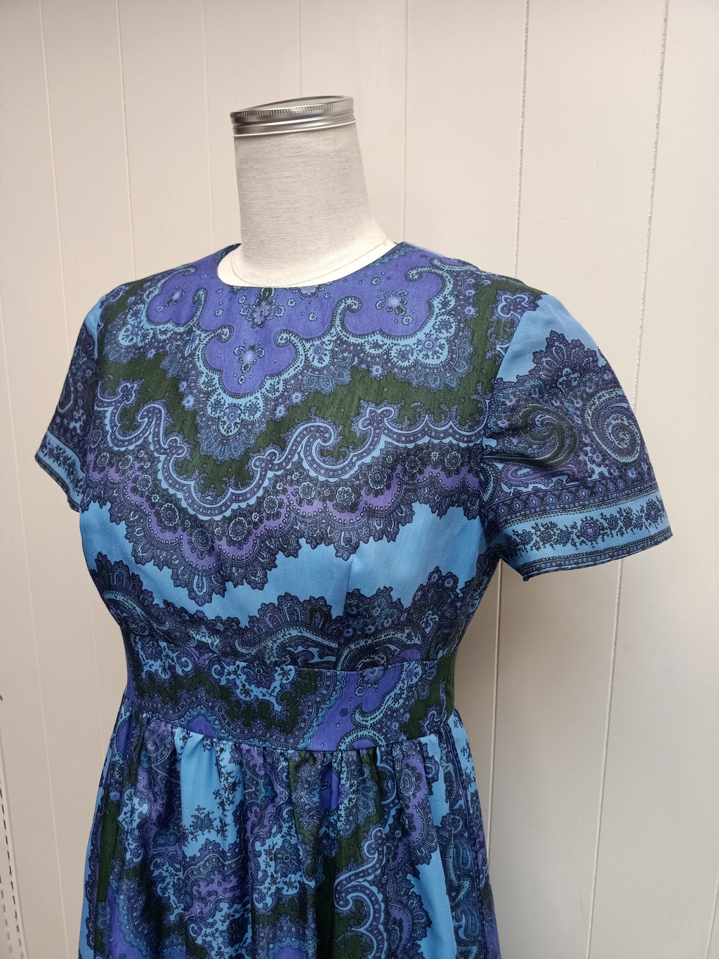 Vintage Blue Paisley Medallion Dress