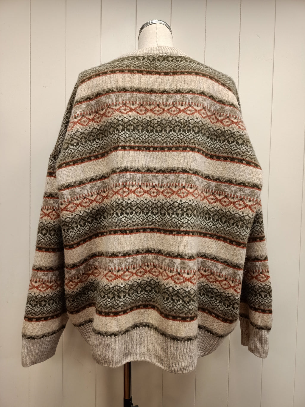 Vintage Mens Nordic Knit Pullover Sweater