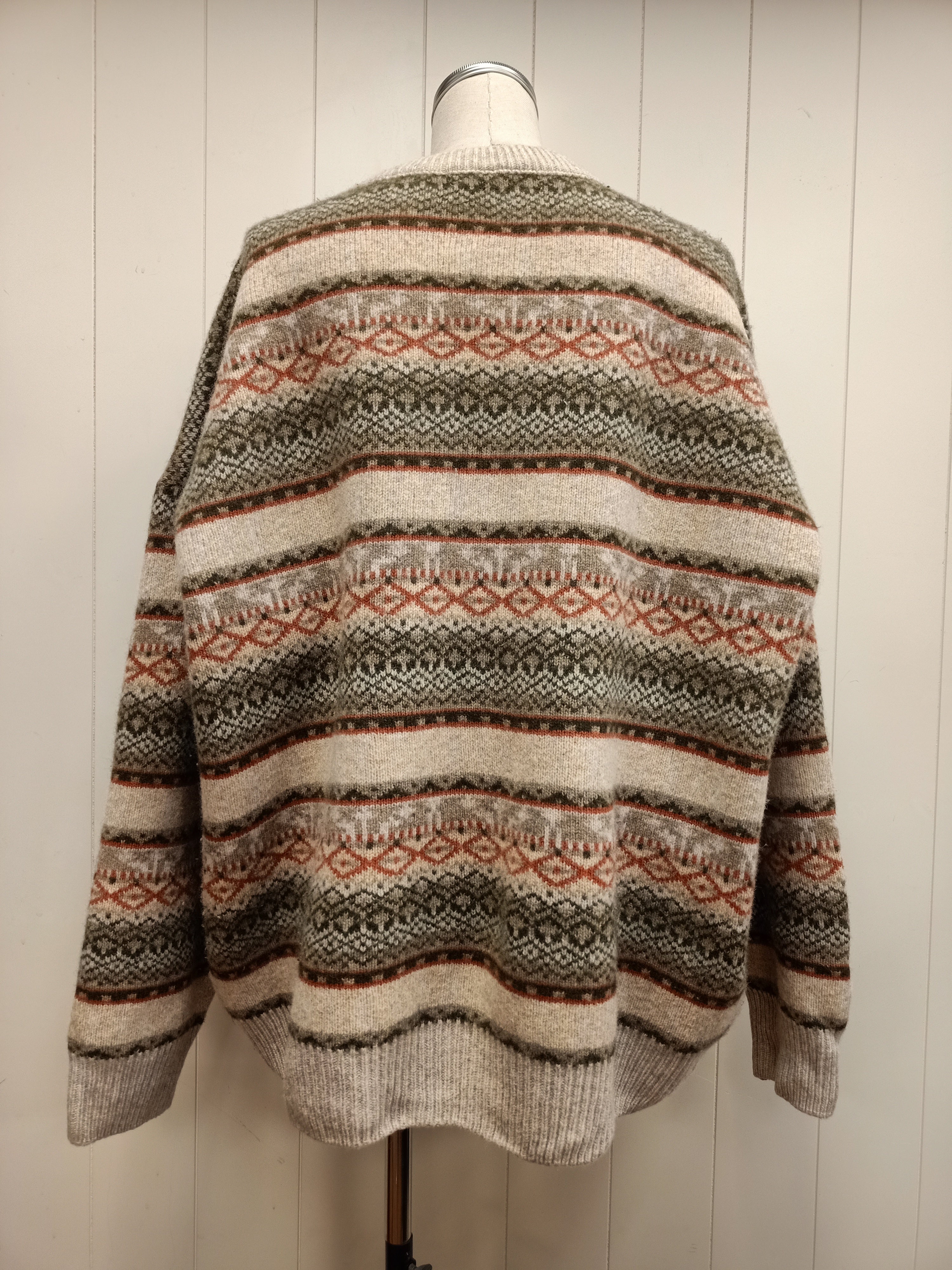 Vintage Mens Nordic Knit Pullover Sweater