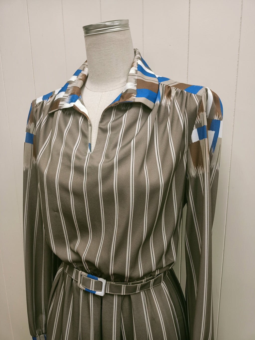 Vintage Debra-Lee Striped Border Dress