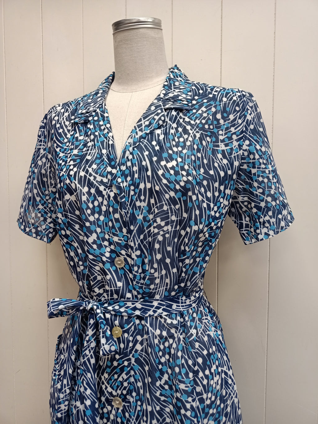 Vintage Sheer Dot & Line Dress