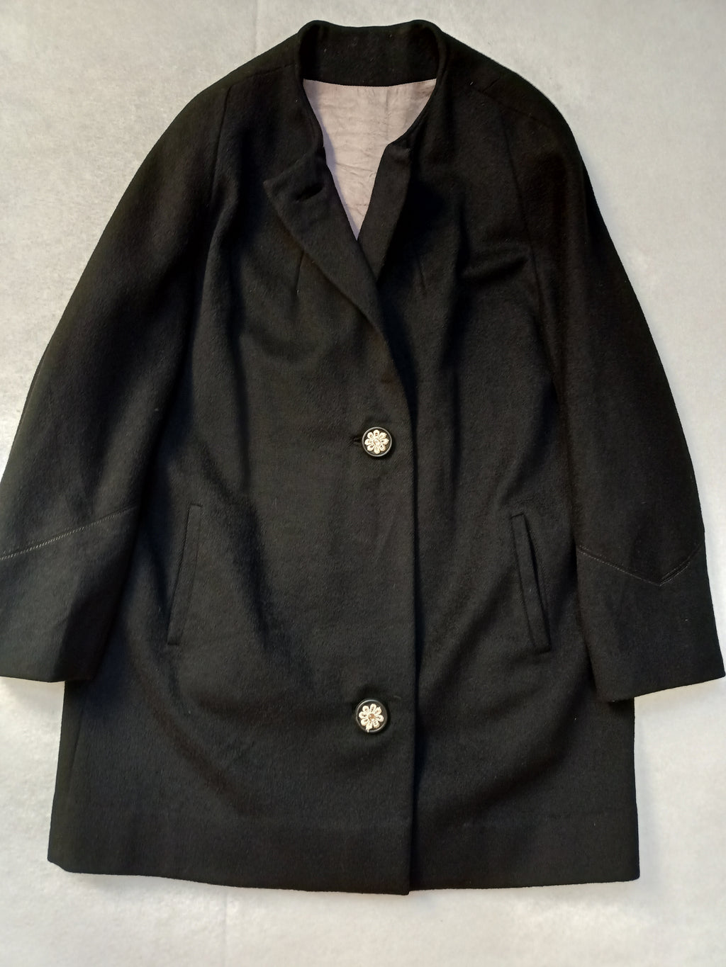 Floral Button Wool Coat