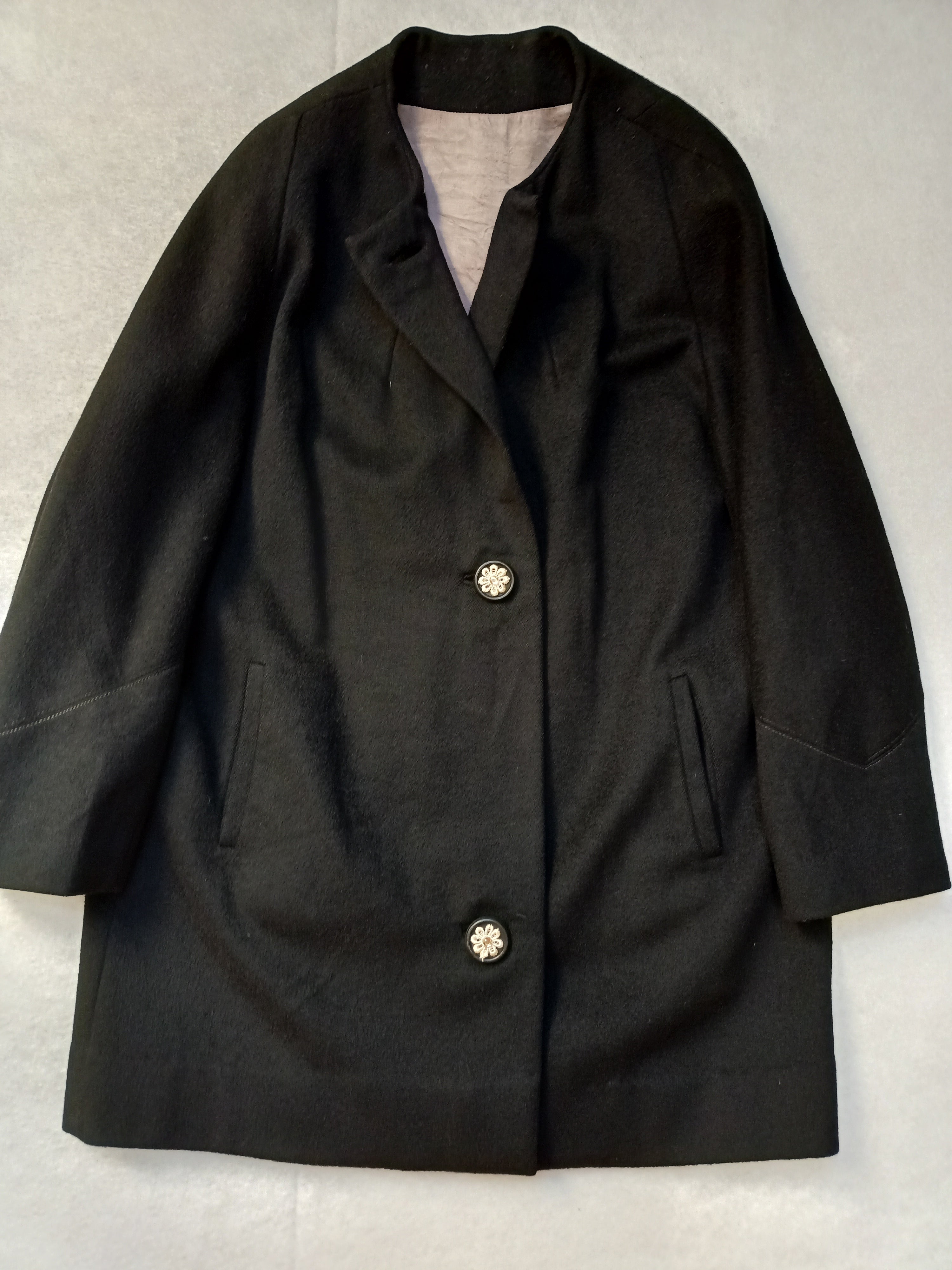 Floral Button Wool Coat