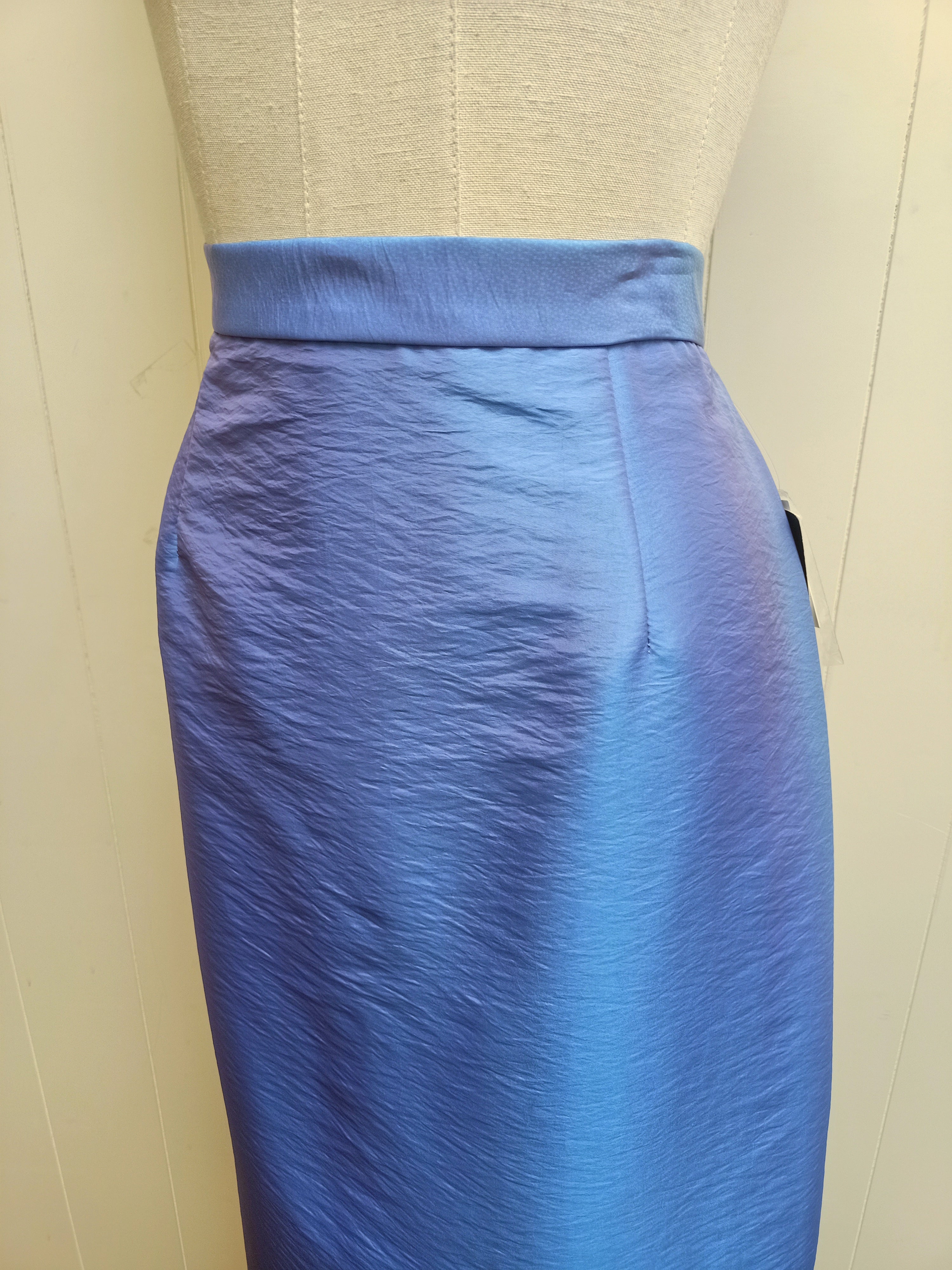 K Seperates Blue Crinkled Satin Skirt