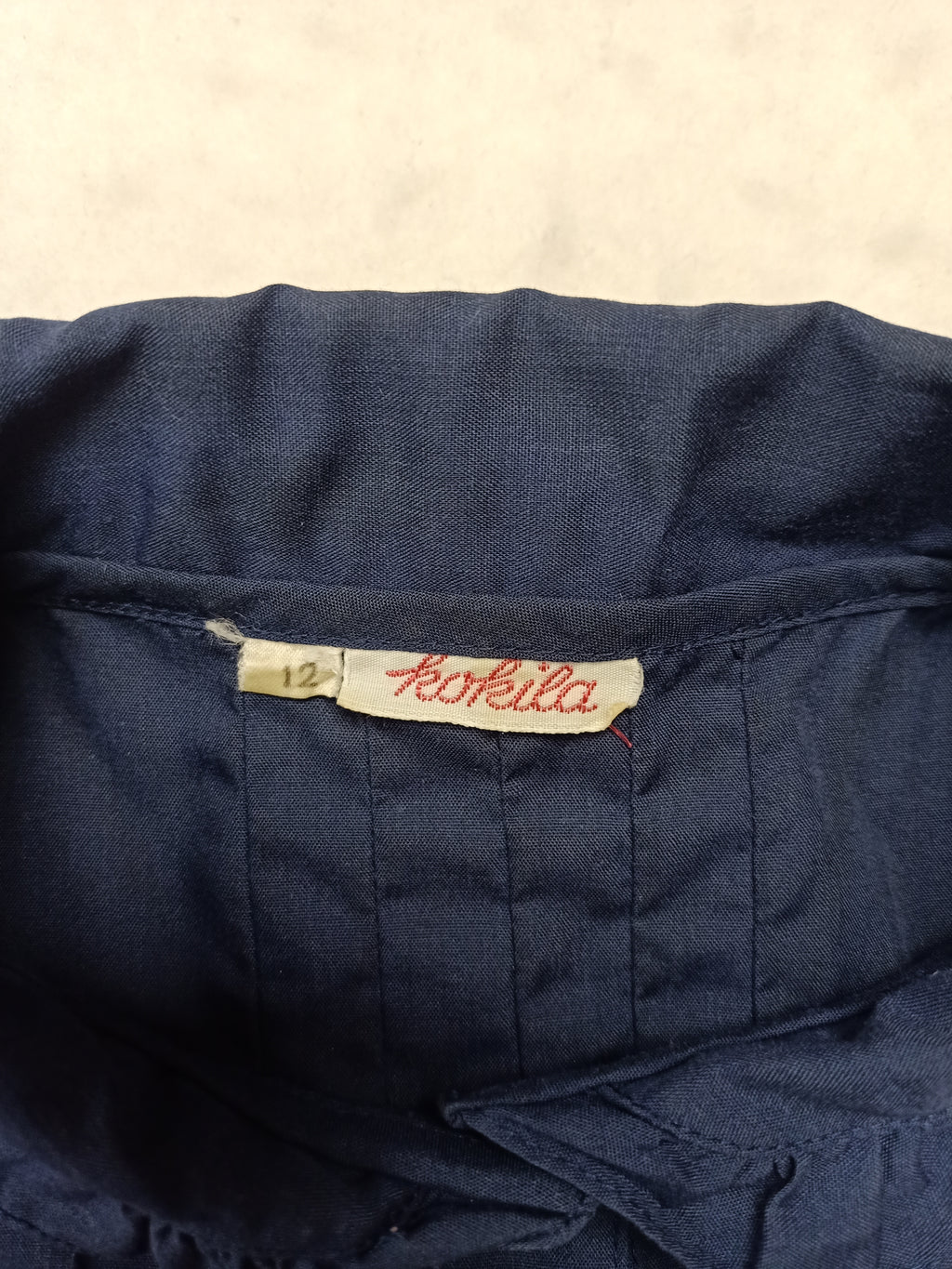 Retro Kokila Navy Ruffle Shirt