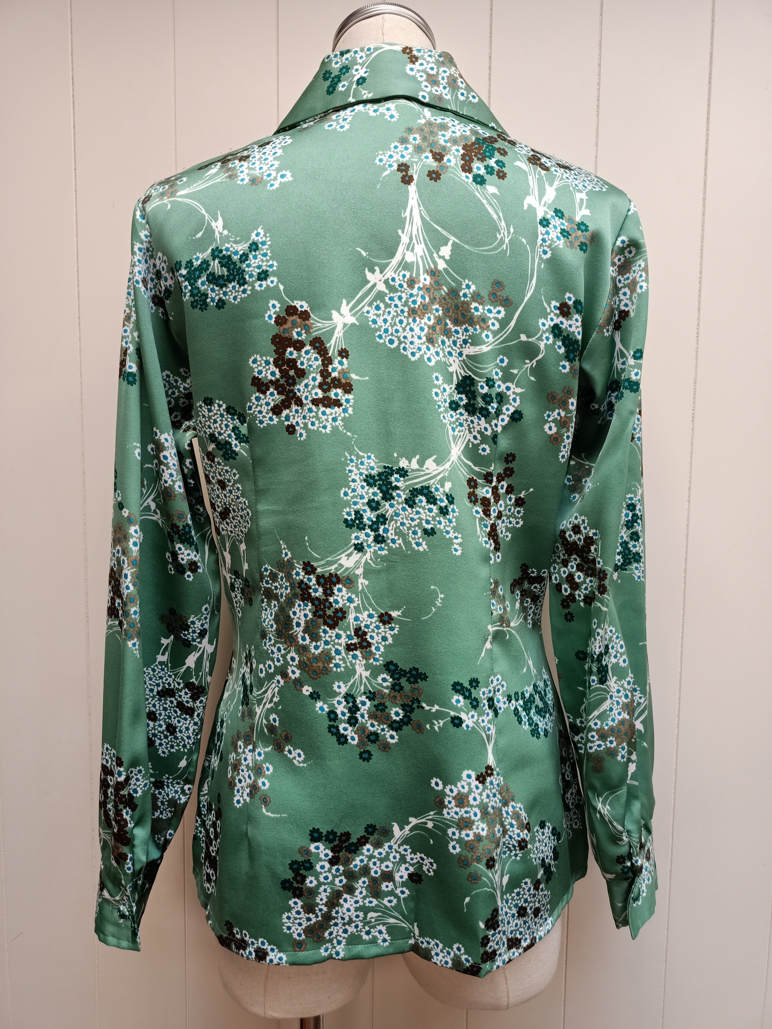 Vintage Lady Lichfield Green Floral Shirt