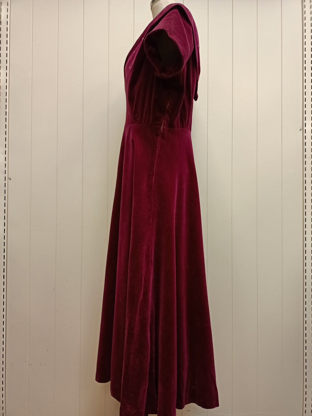 Vintage Hartnell Burgundy Velvet Dress