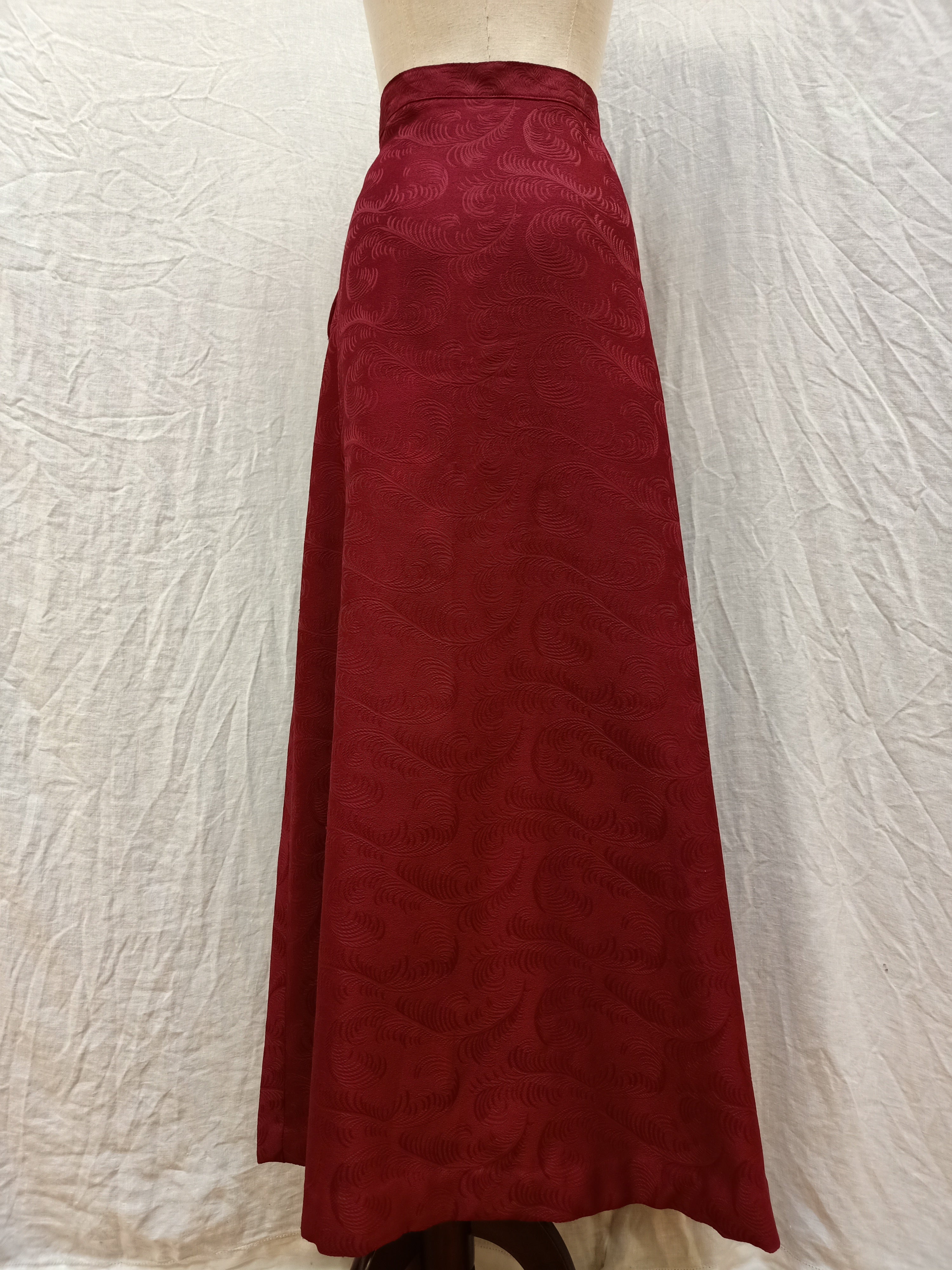 Retro Burgundy Maxi Skirt