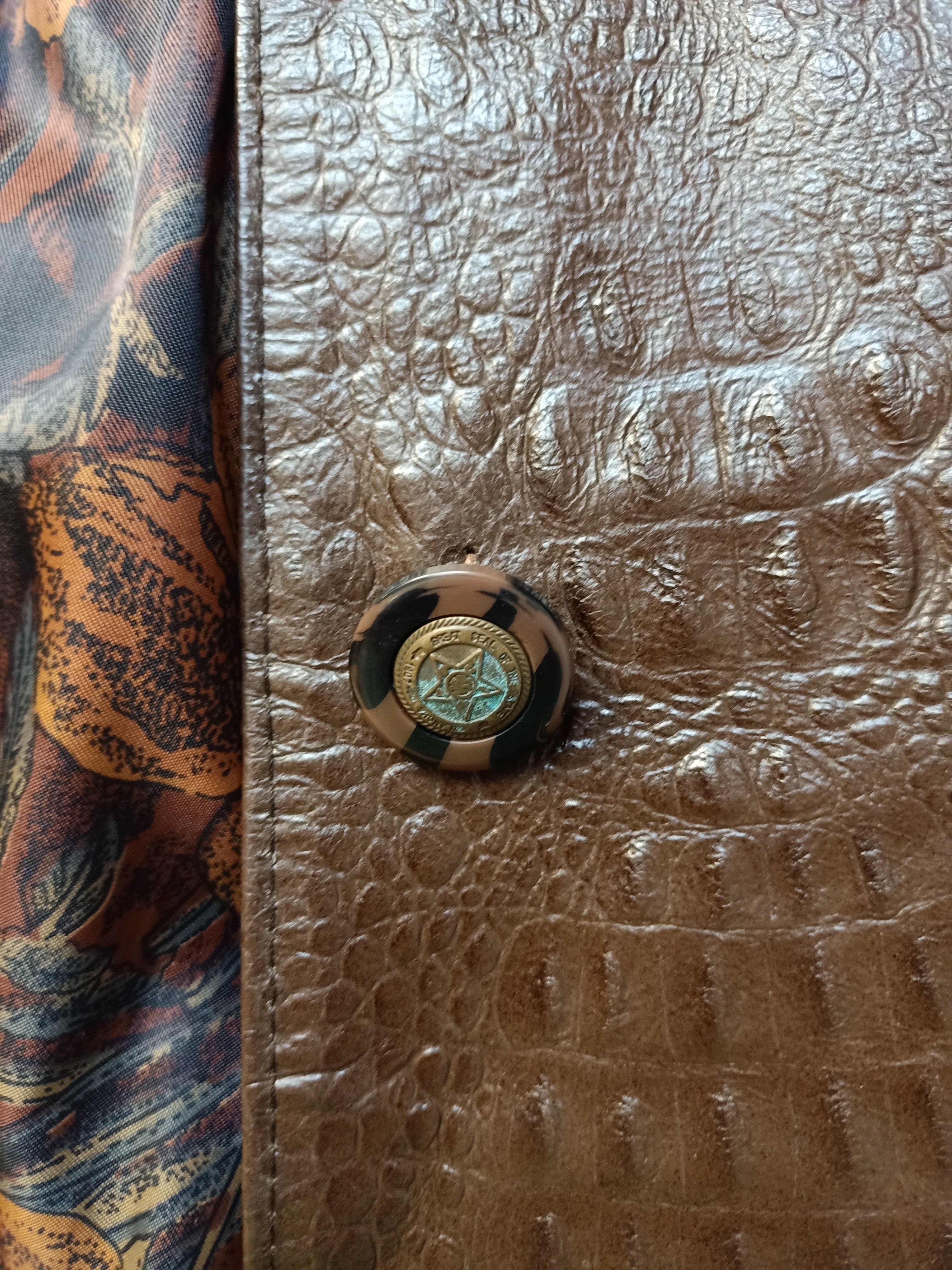 Crocodile Embossed Leather Jacket