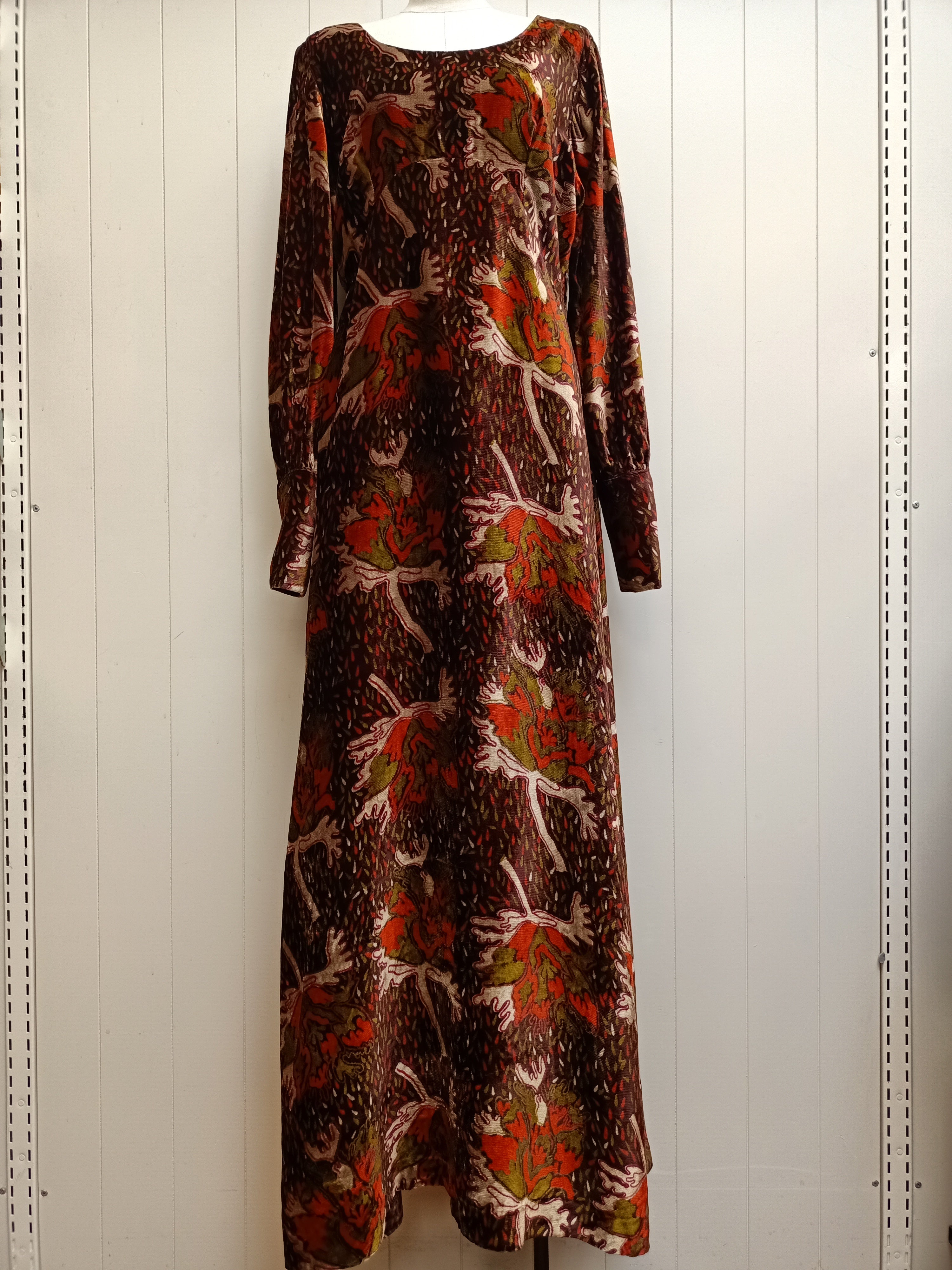 Vintage Earthy Velvet Maxi Dress