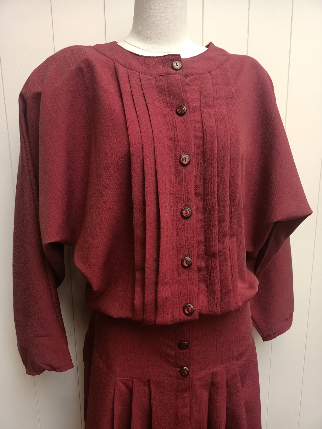 Vintage Maroon Batwing Dress