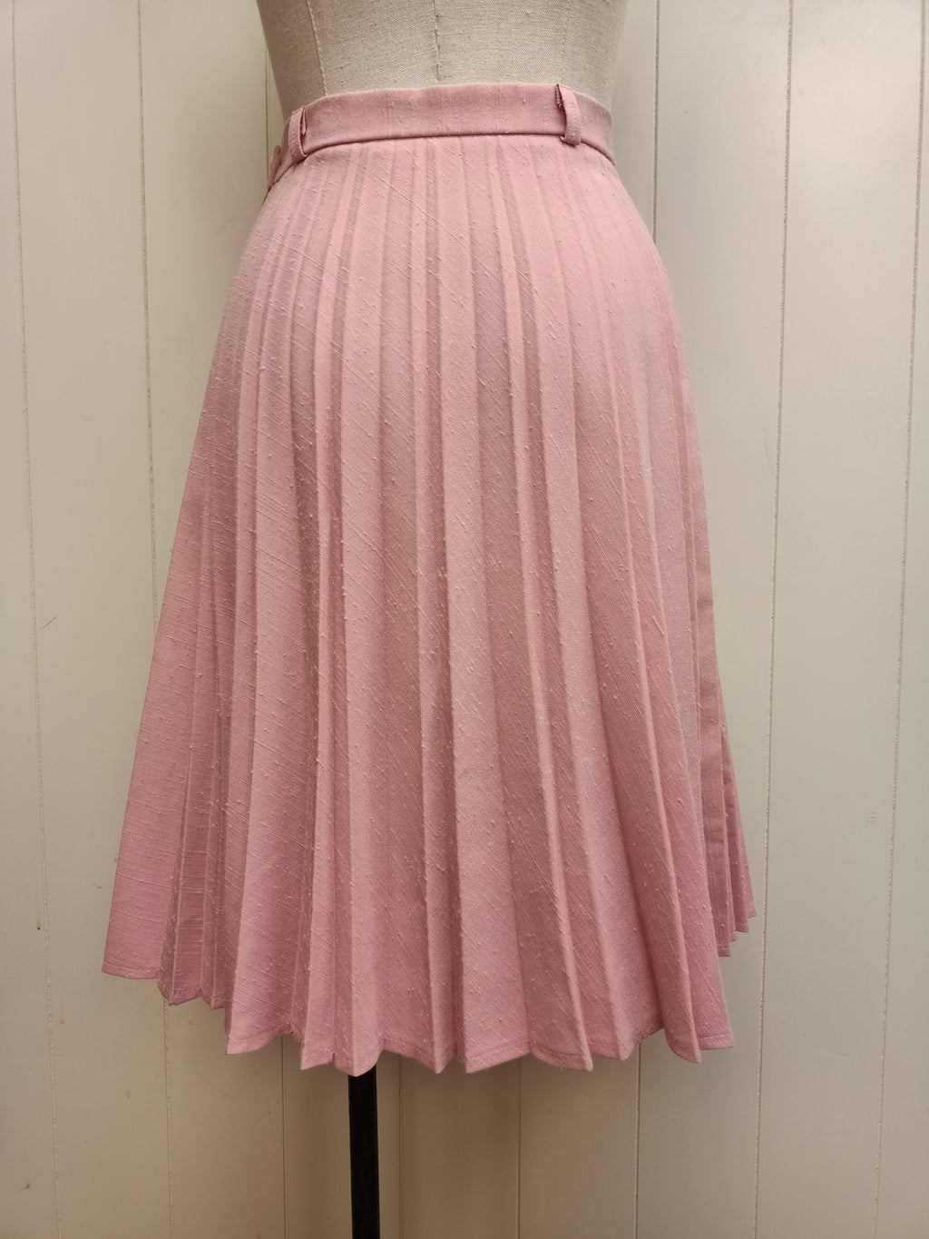Vintage Pink Slub Pleat Skirt