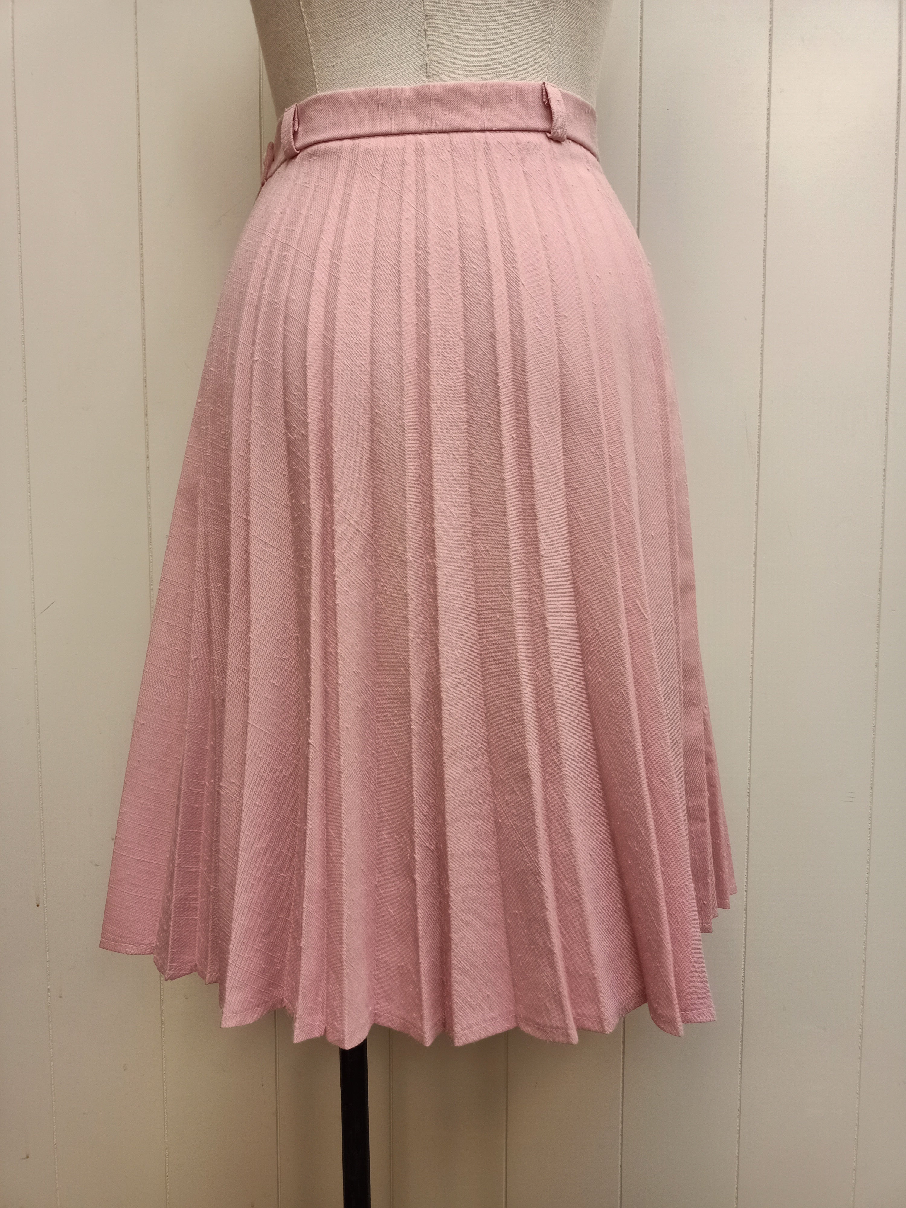 Vintage Pink Slub Pleat Skirt