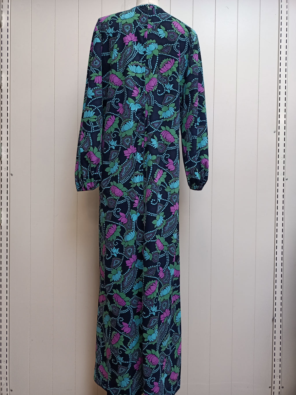 Vintage Lotus Flower Maxi Dress