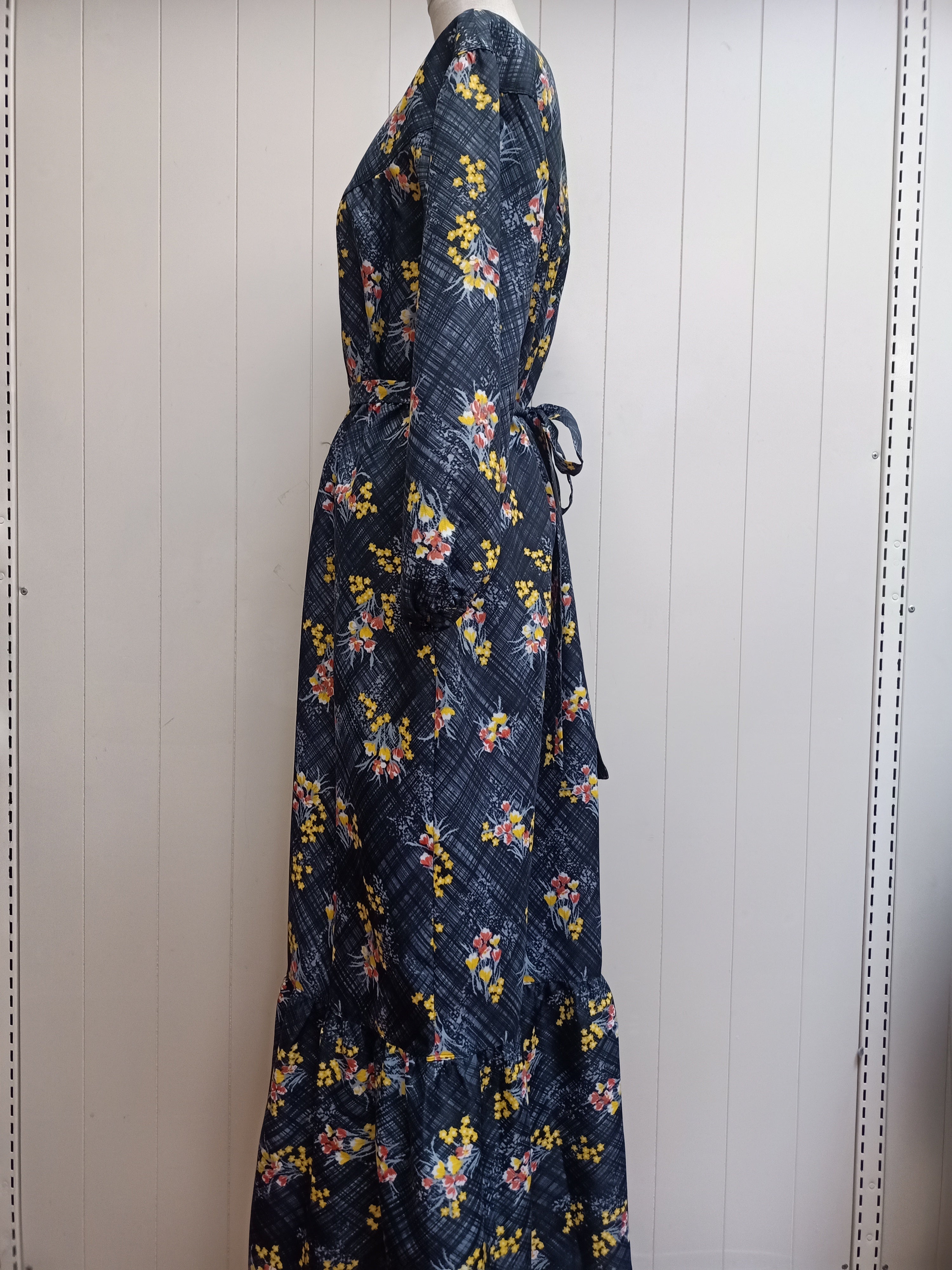 Vintage Crosshatch Floral Maxi Dress