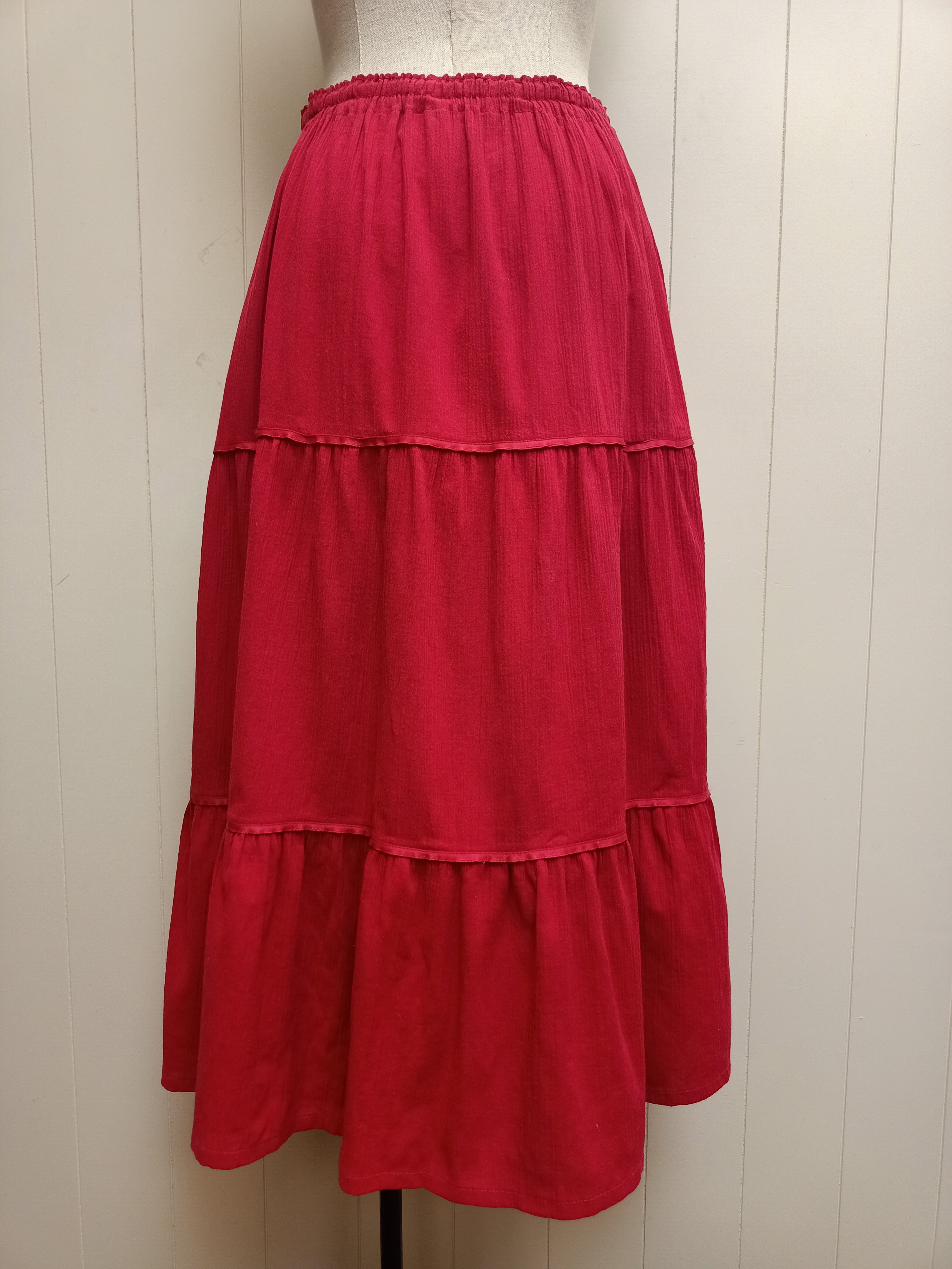 Vintage Red Magenta Tiered Skirt