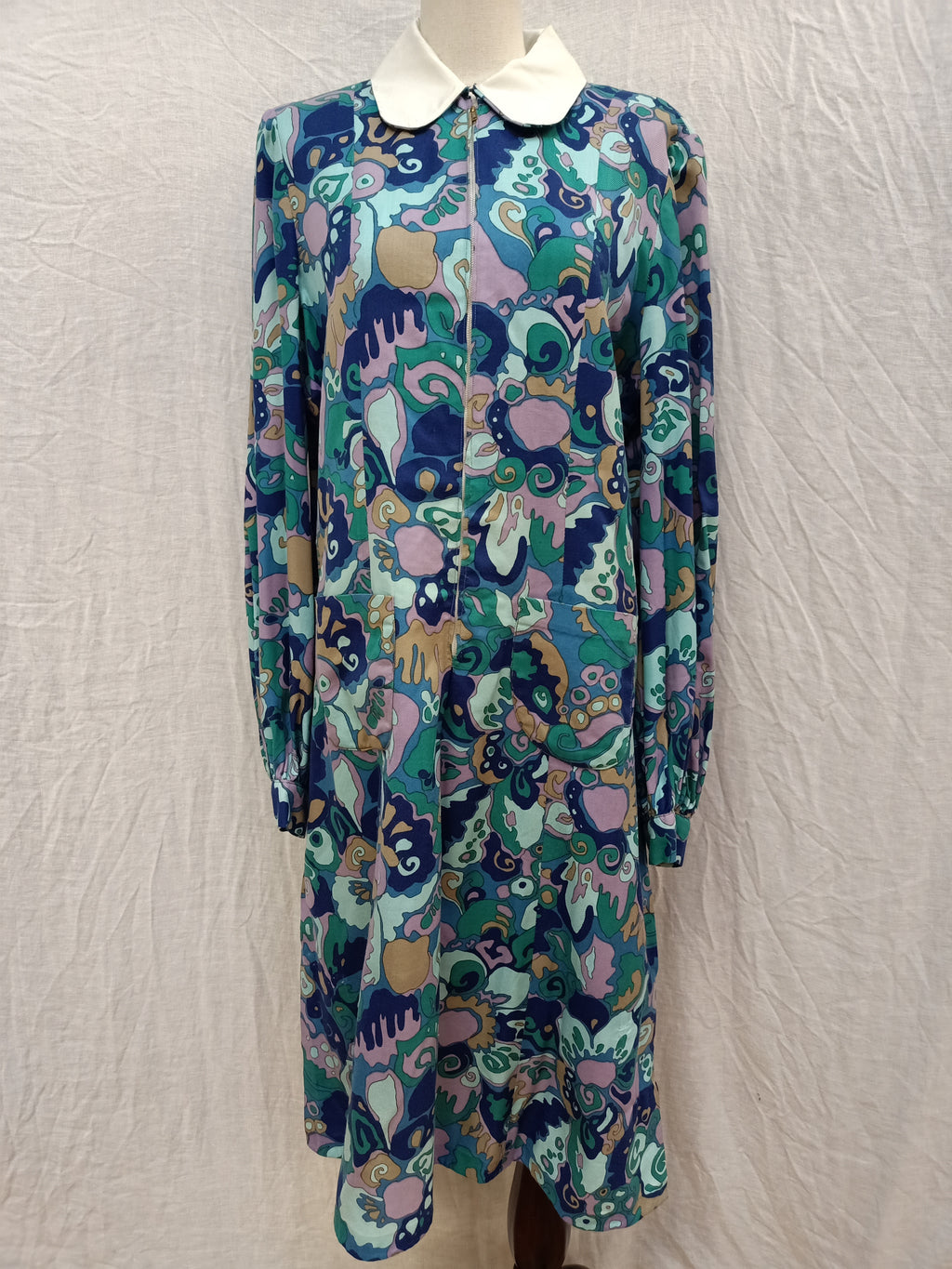 Vintage Abstract Blue Dress