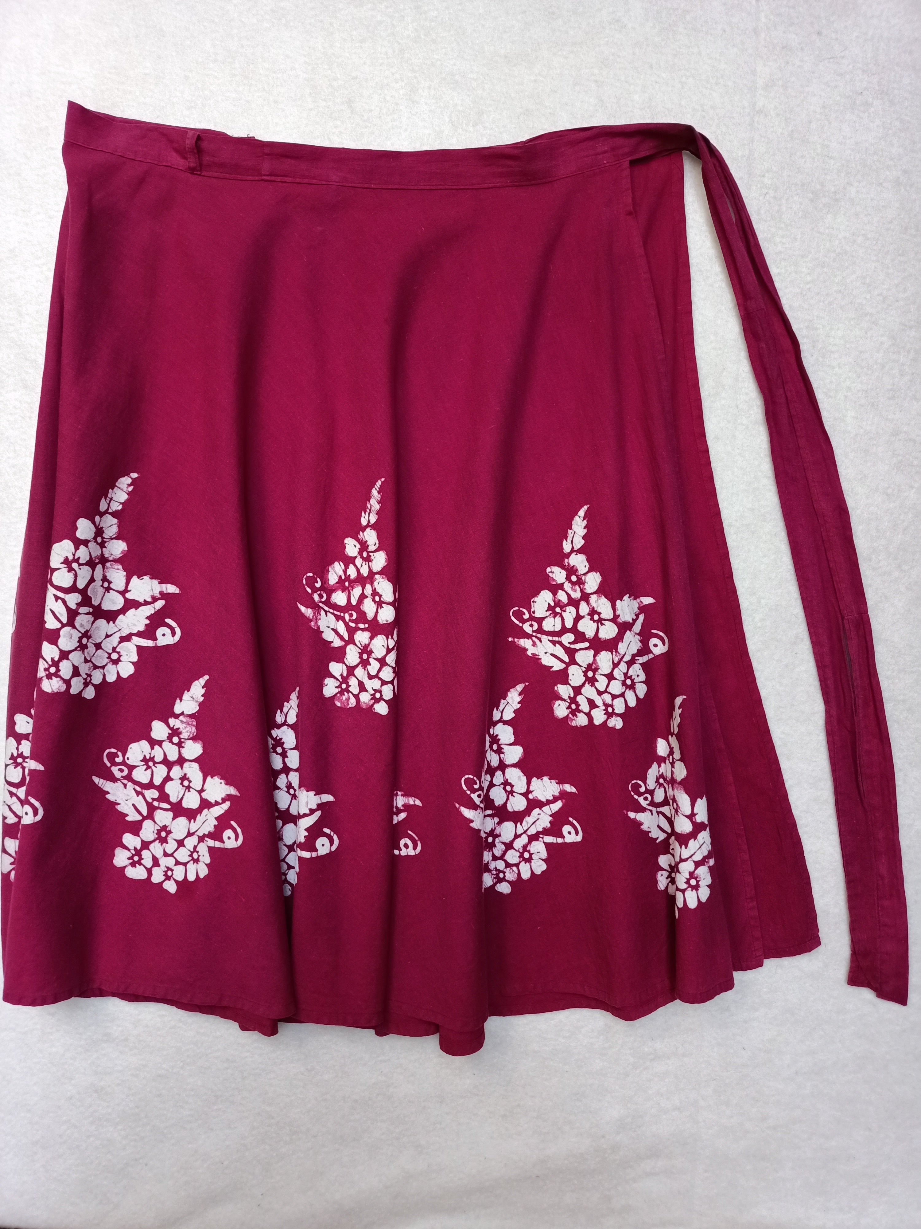 Burgundy Floral Wrap Skirt