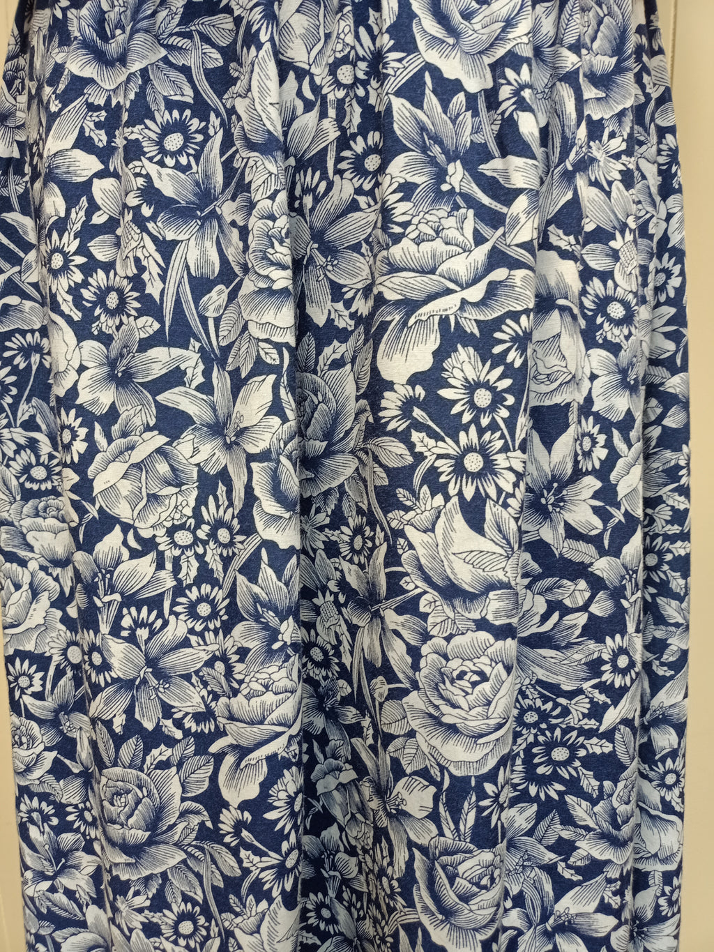 Vintage Solid & Floral Navy Dress