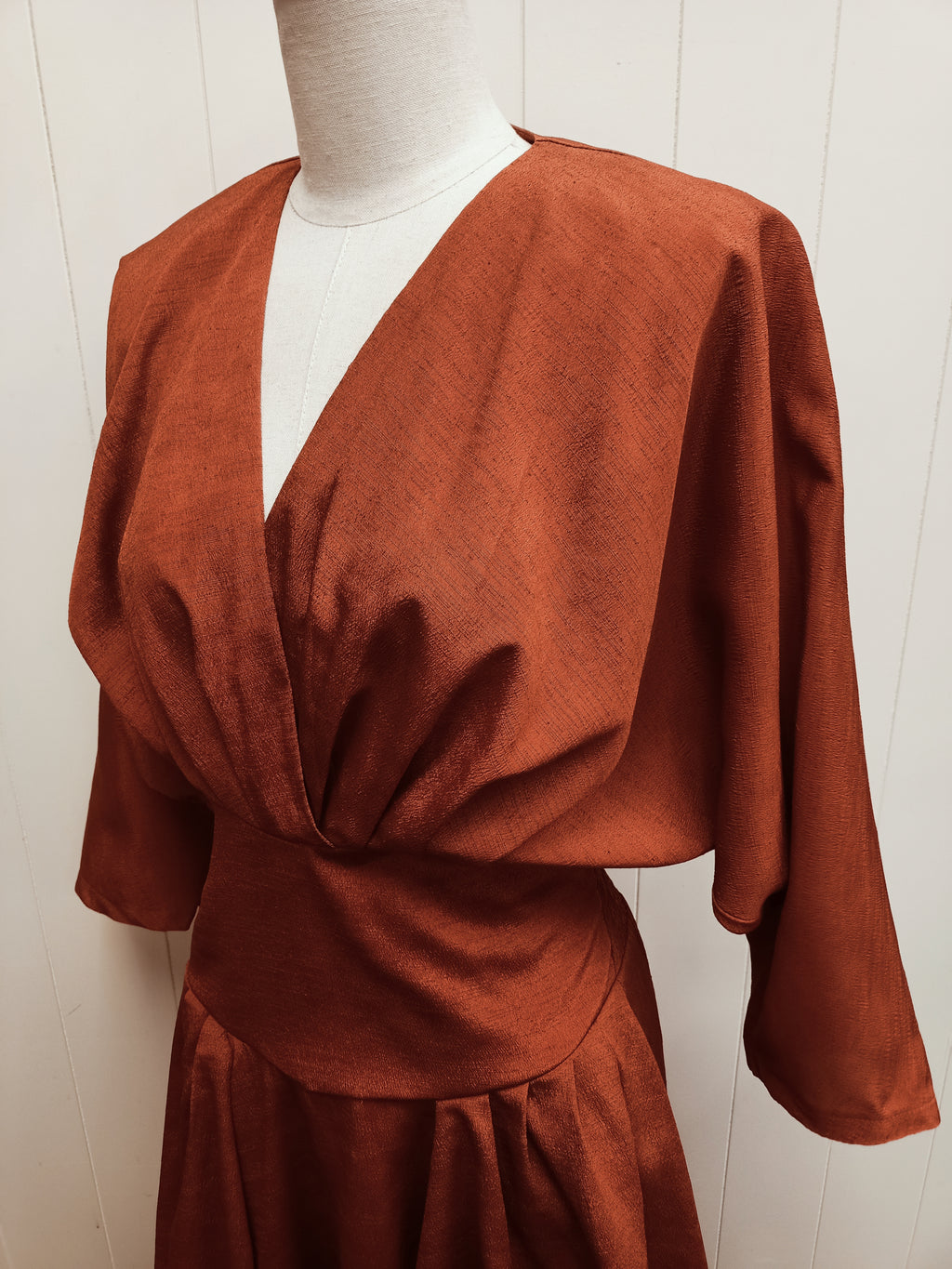 Vintage Ascot Copper Slub Satin Dress