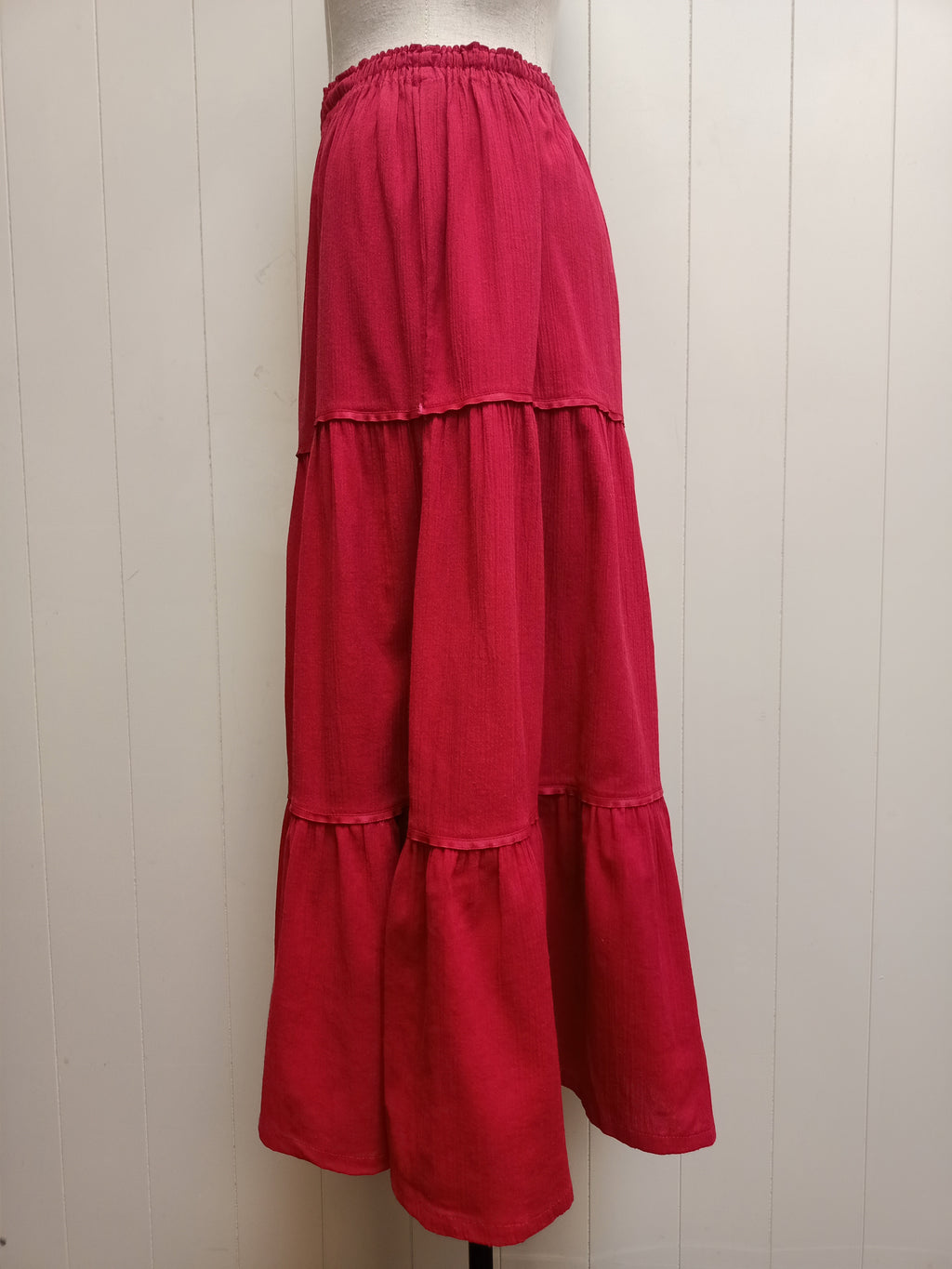 Vintage Red Magenta Tiered Skirt