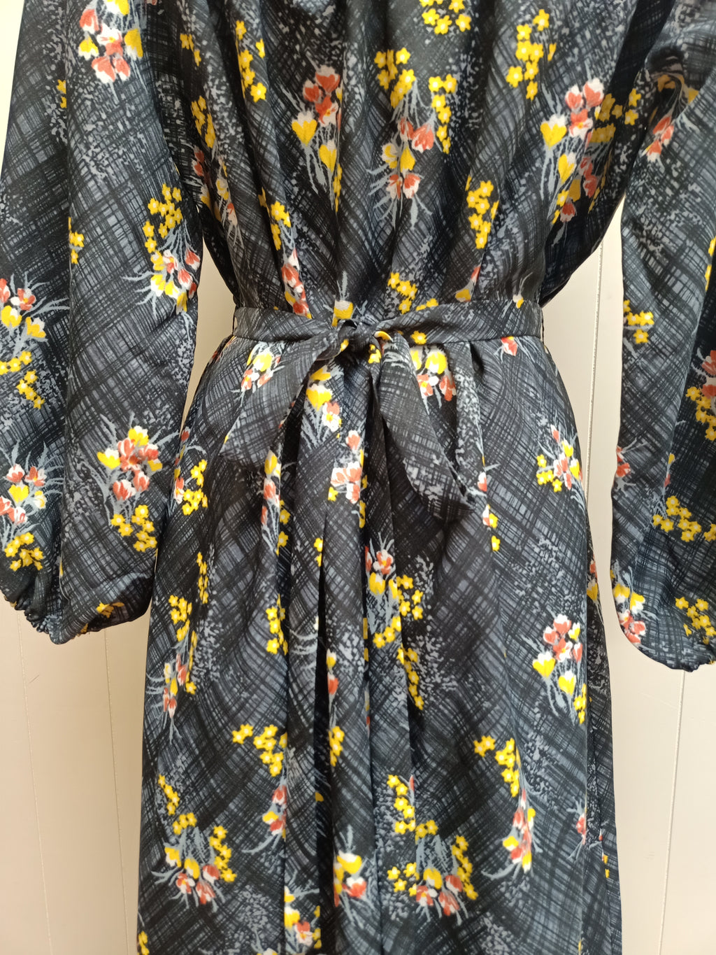 Vintage Crosshatch Floral Maxi Dress