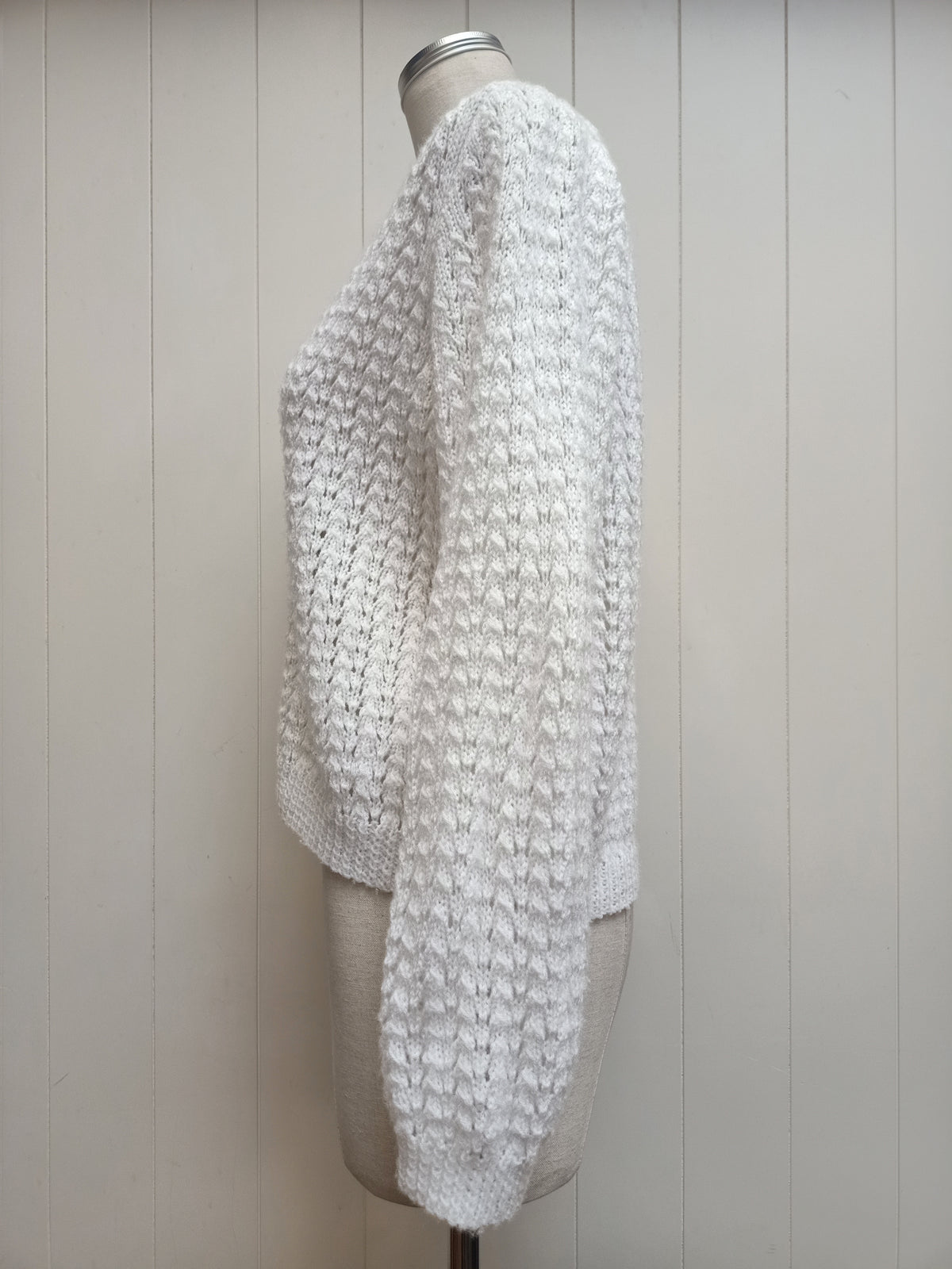 Vintage White Knitted Pointelle Cardigan