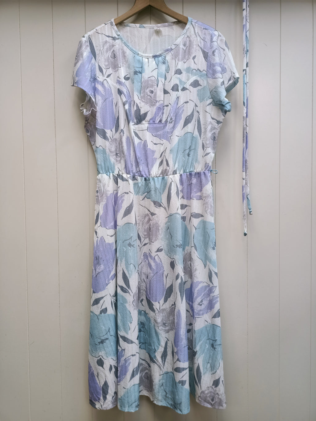 Vintage Blue & Purple Abstract Floral Dress
