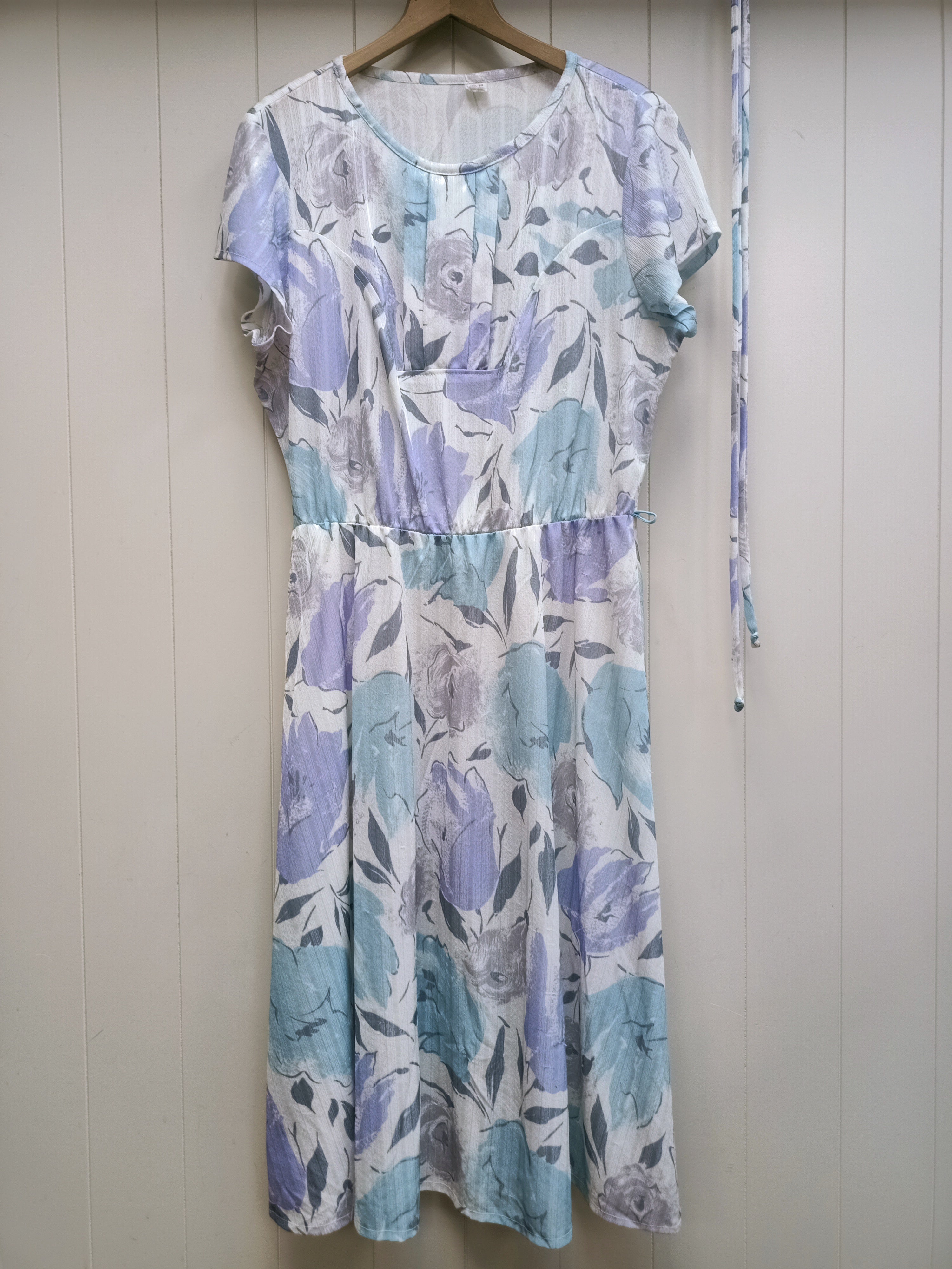 Vintage Blue & Purple Abstract Floral Dress