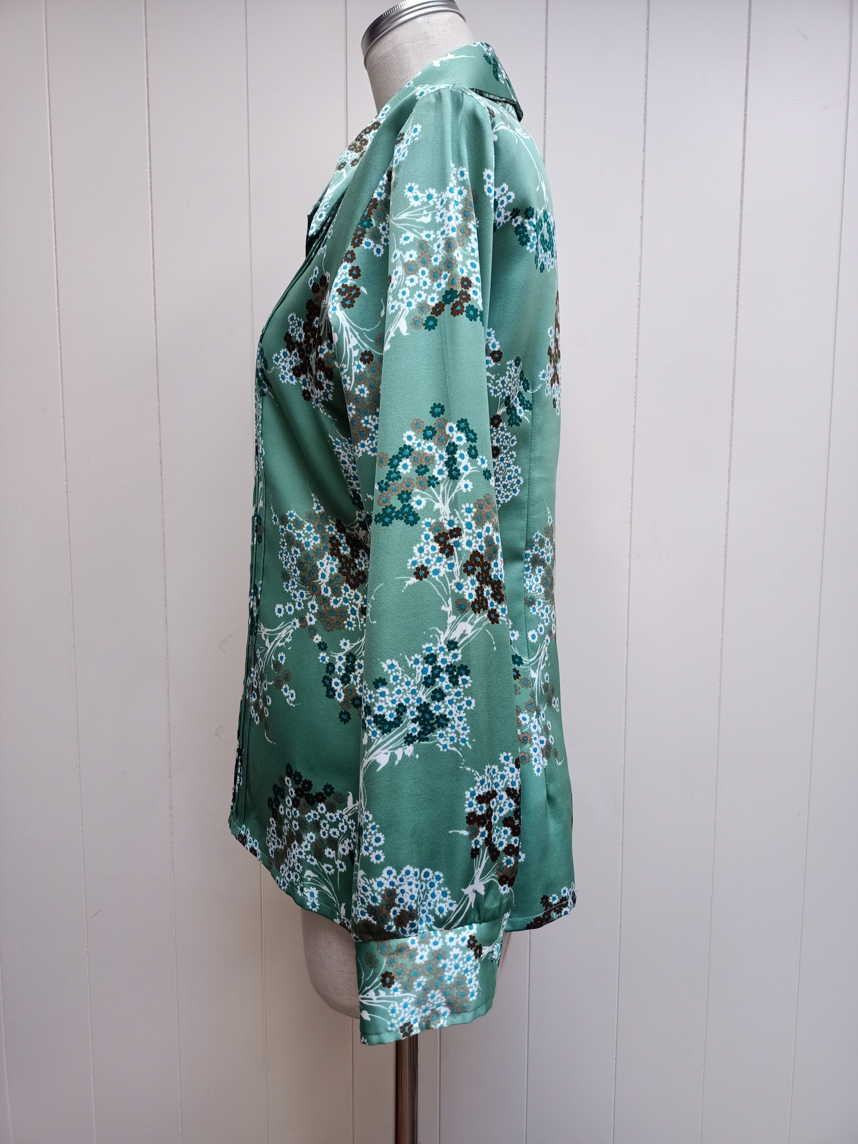 Vintage Lady Lichfield Green Floral Shirt