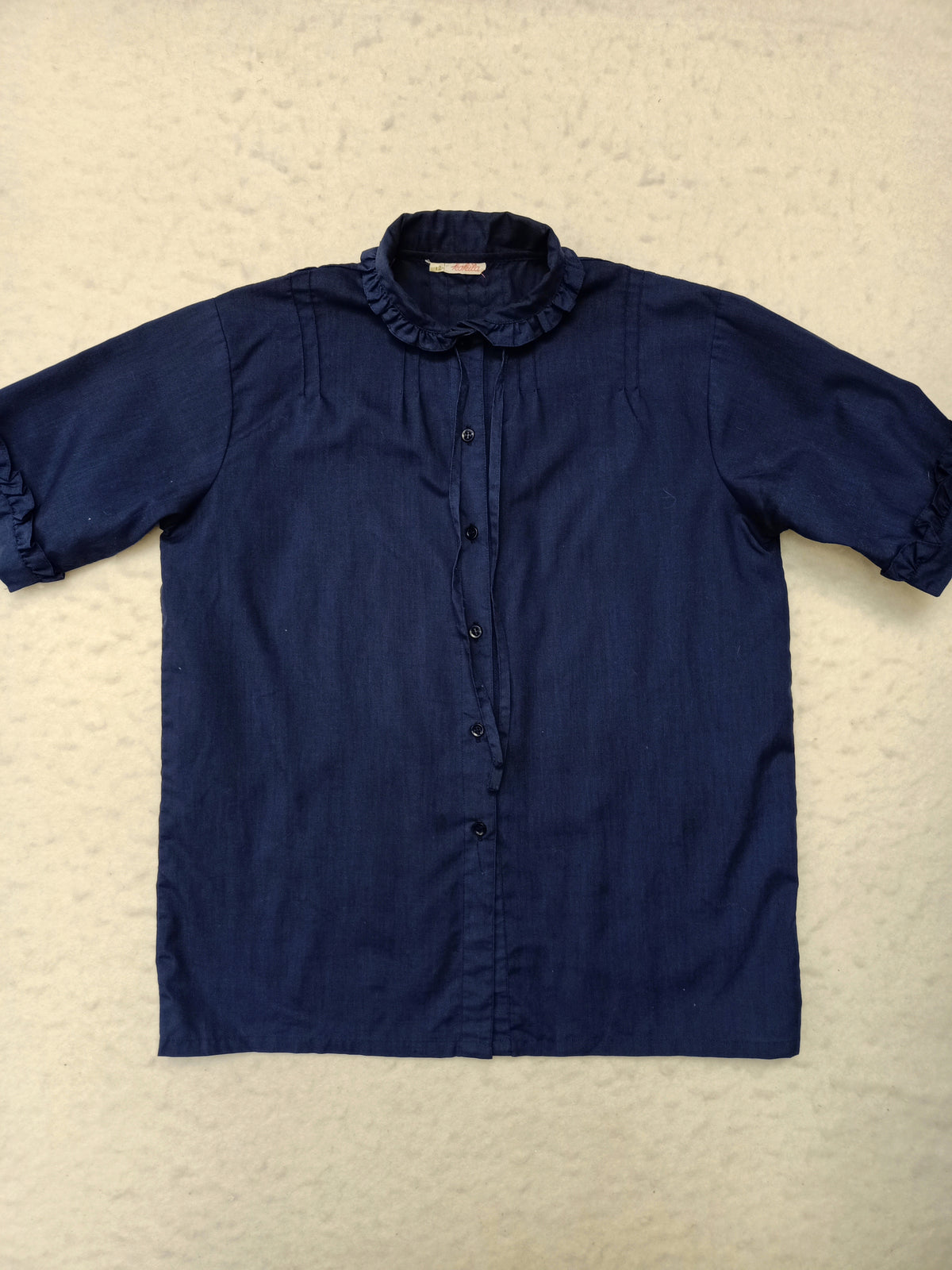 Retro Kokila Navy Ruffle Shirt