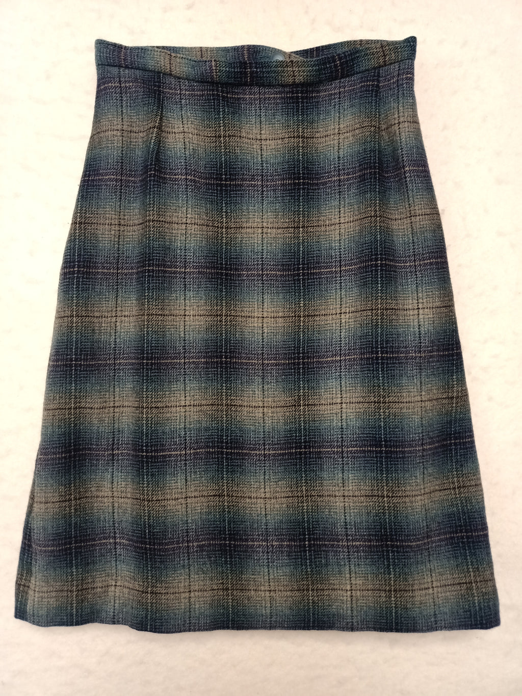 Vintage Teal & Navy Plaid Skirt