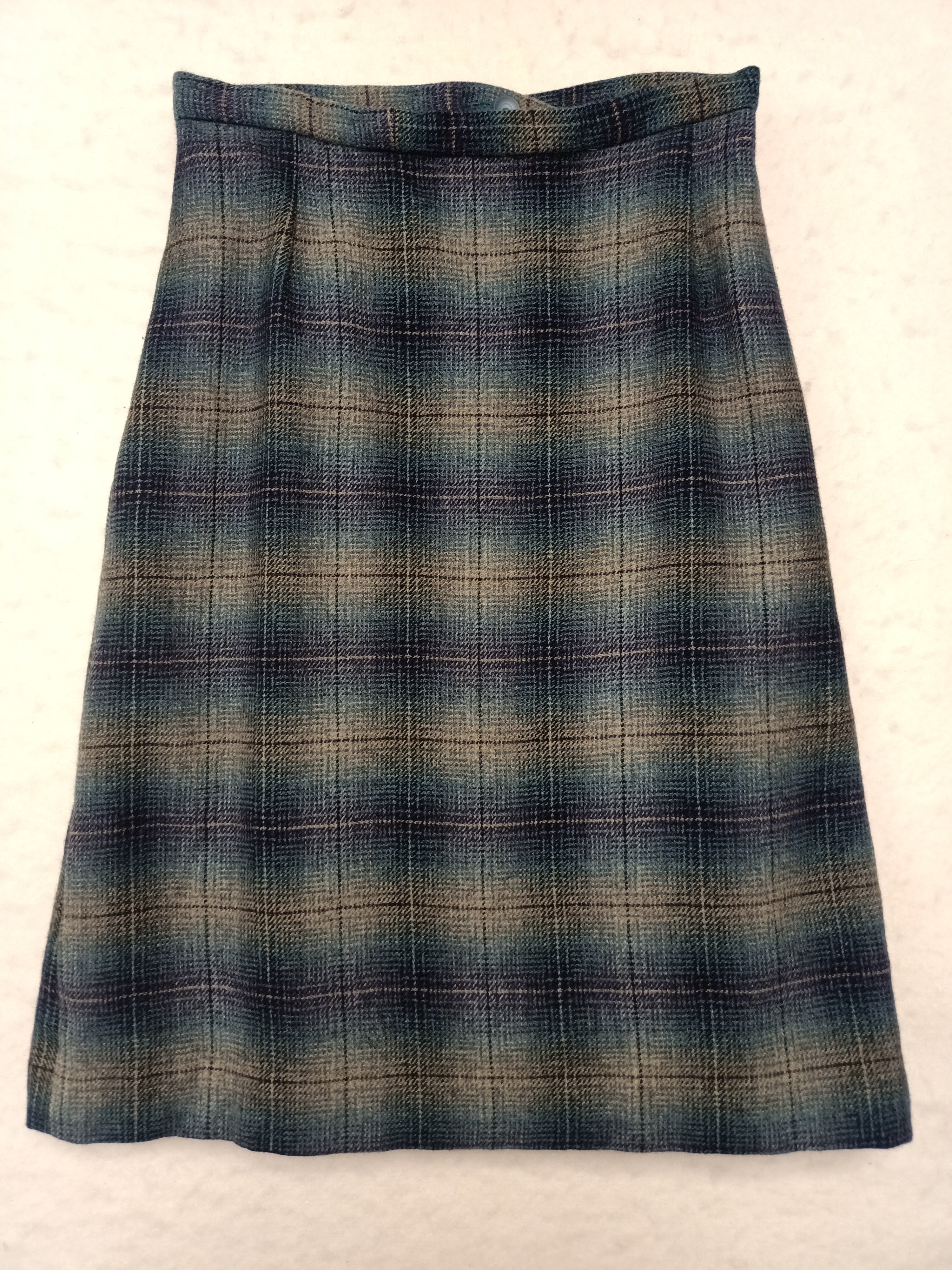 Vintage Teal & Navy Plaid Skirt