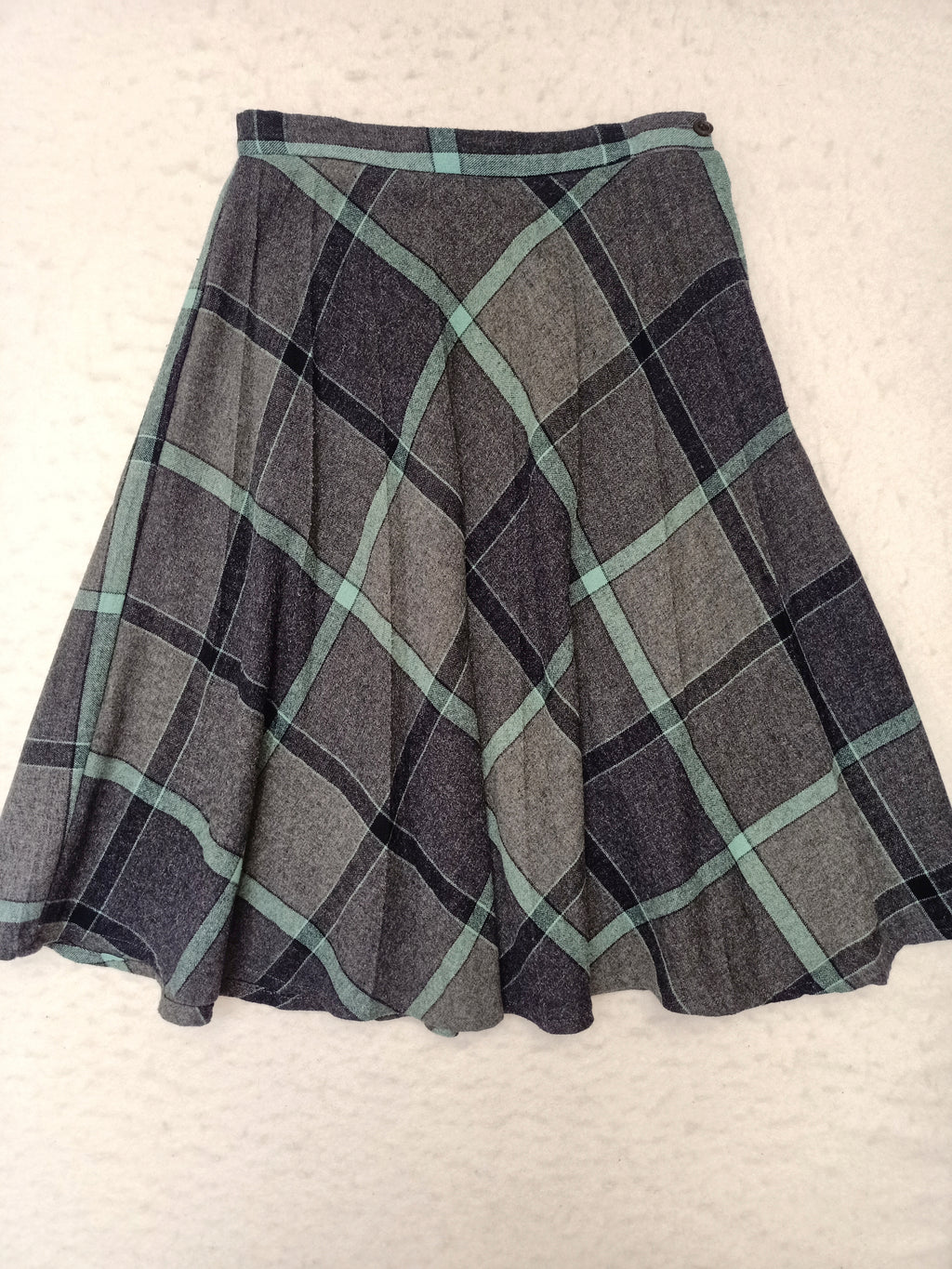 Vintage Wraggs Grey & Mint Plaid Skirt