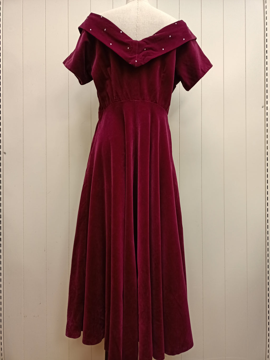 Vintage Hartnell Burgundy Velvet Dress